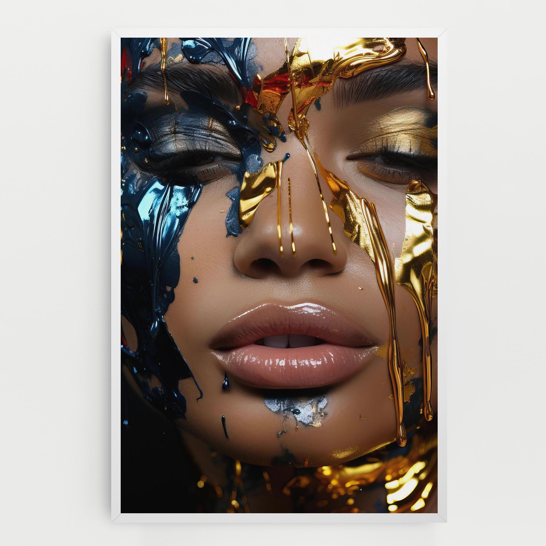 Tablou Canvas Blue Gold Paint Face mockup 0