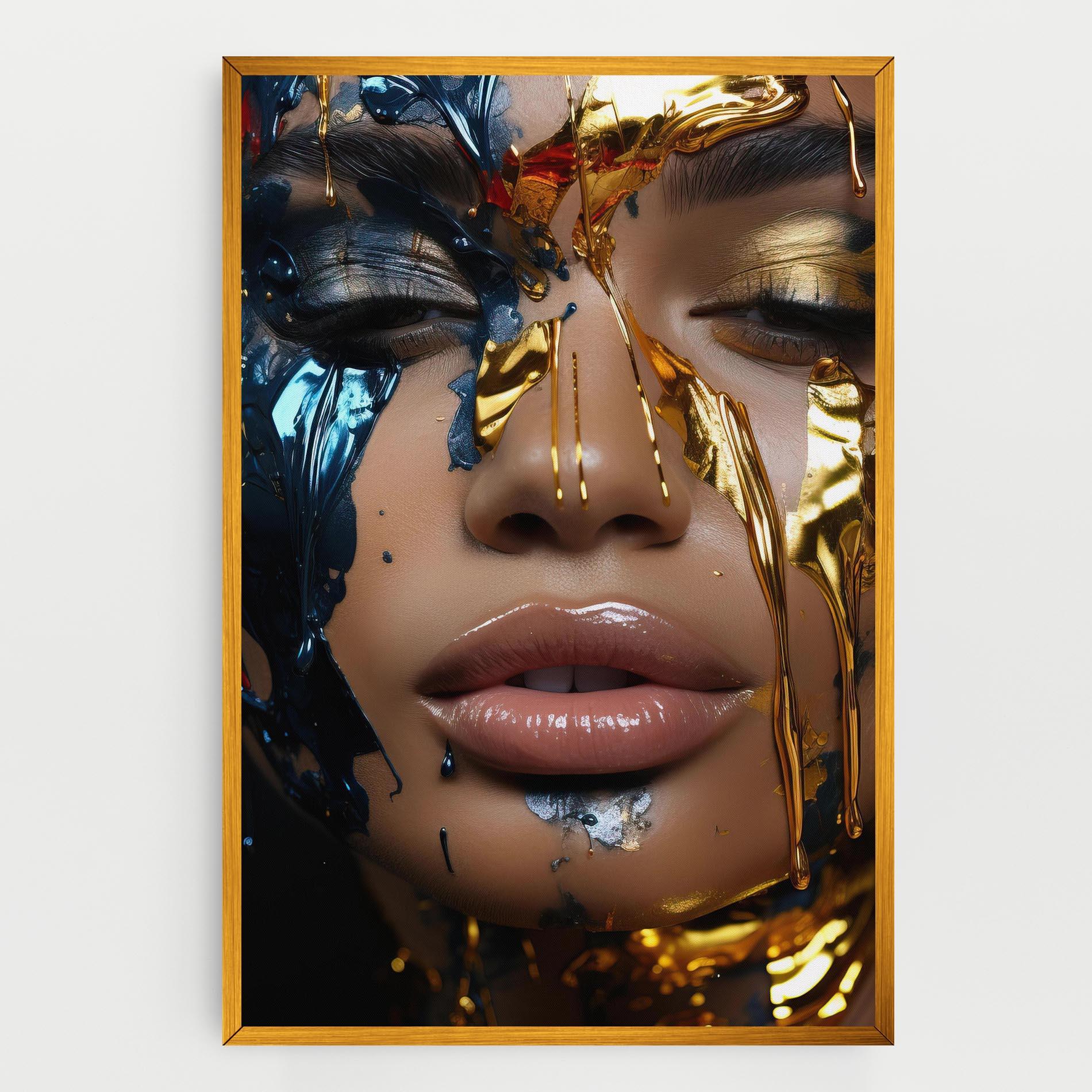 Tablou Canvas Blue Gold Paint Face mockup 0