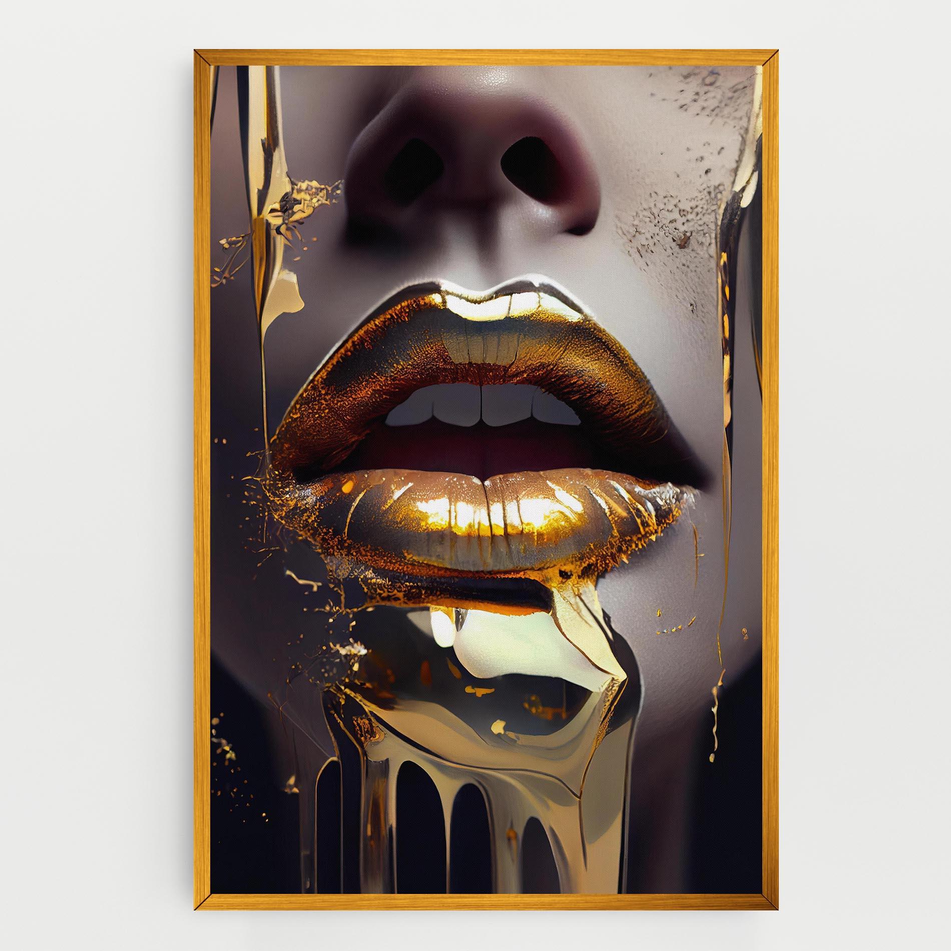 Tablou Canvas Glamorous Gold Lips mockup 0