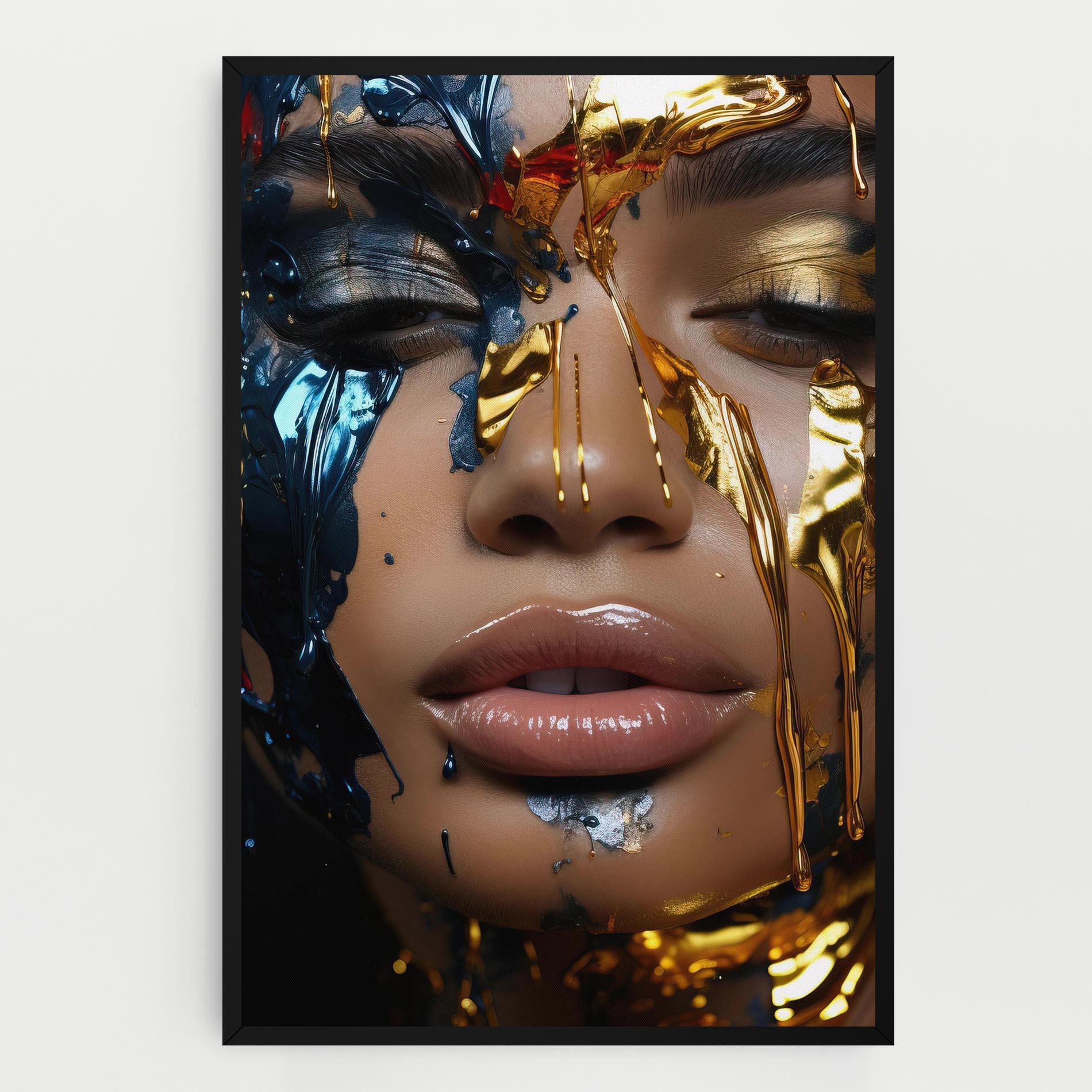 Tablou Canvas Blue Gold Paint Face mockup 0