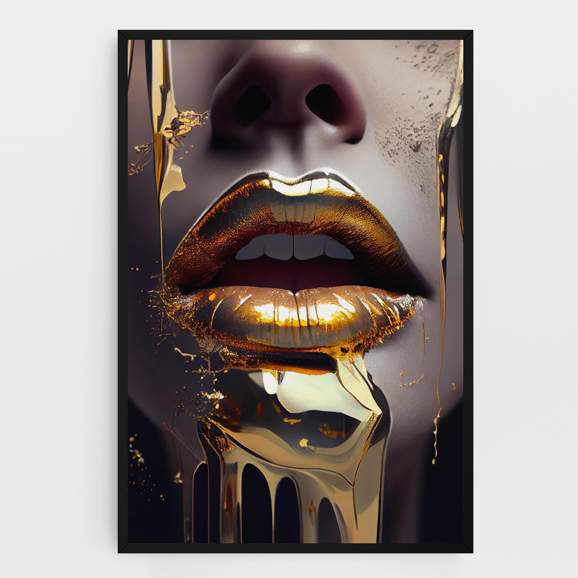 Tablou Canvas Glamorous Gold Lips mockup 0