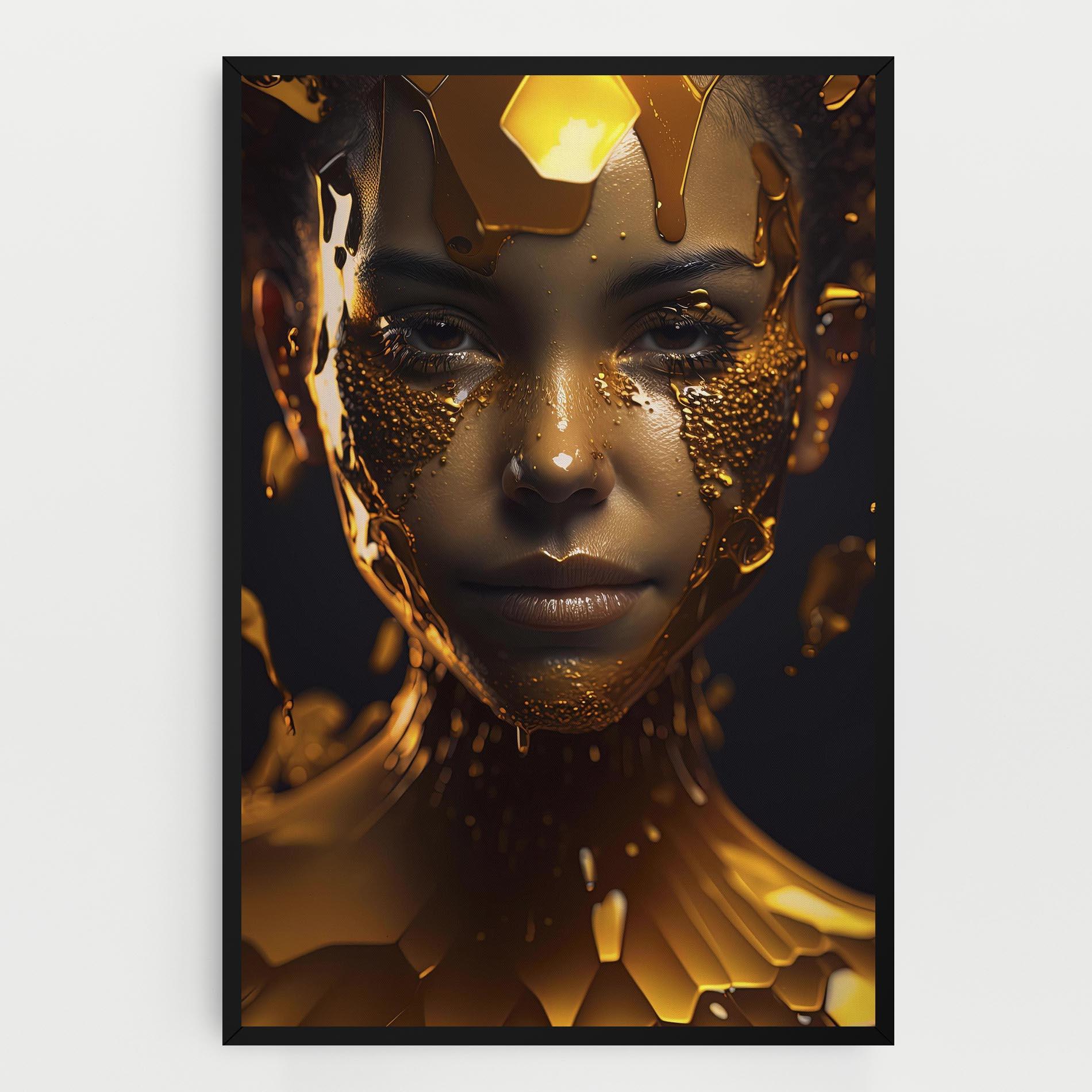Tablou Canvas Gold Honeycomb Girl mockup 0