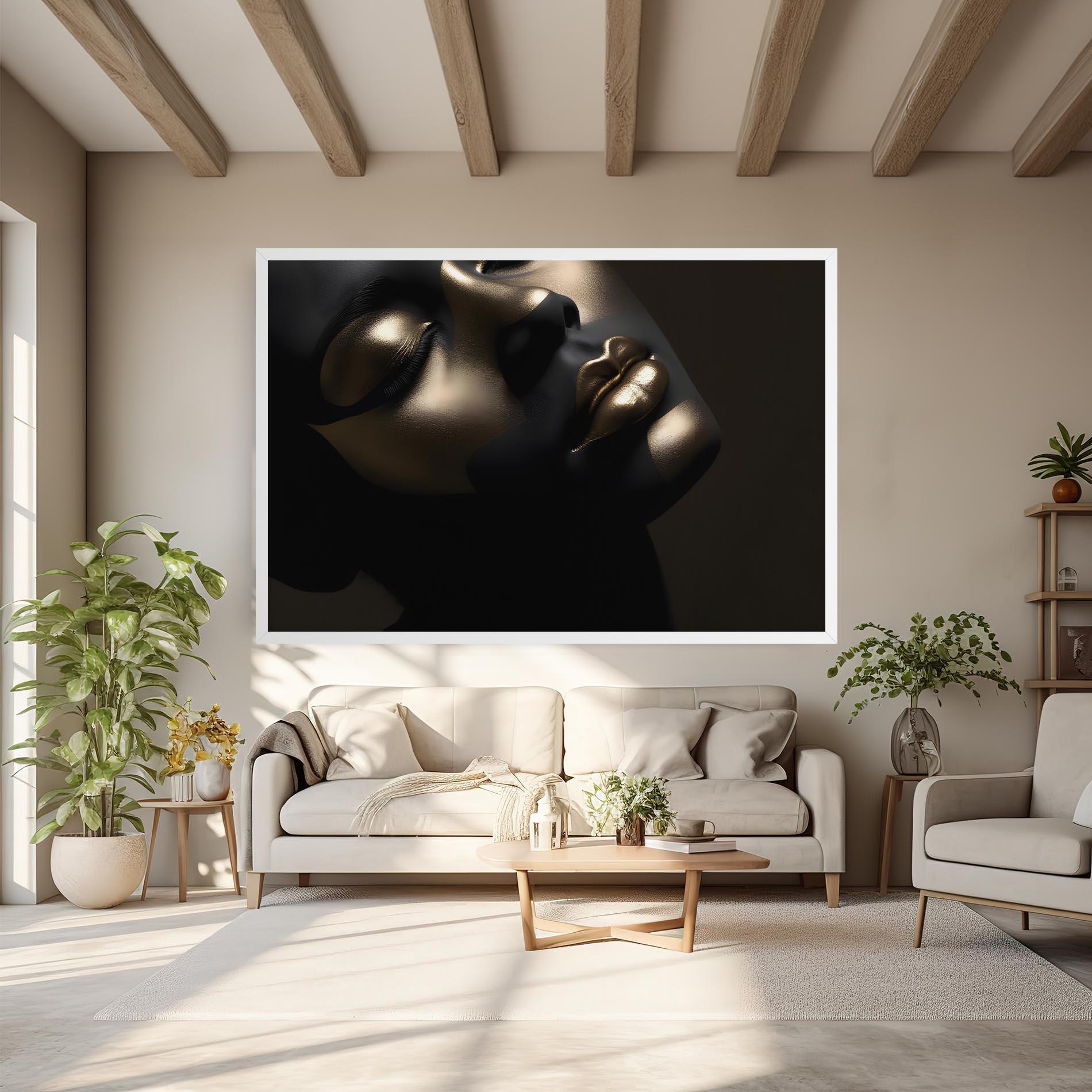 Tablou Canvas Dark Gold Face mockup 6