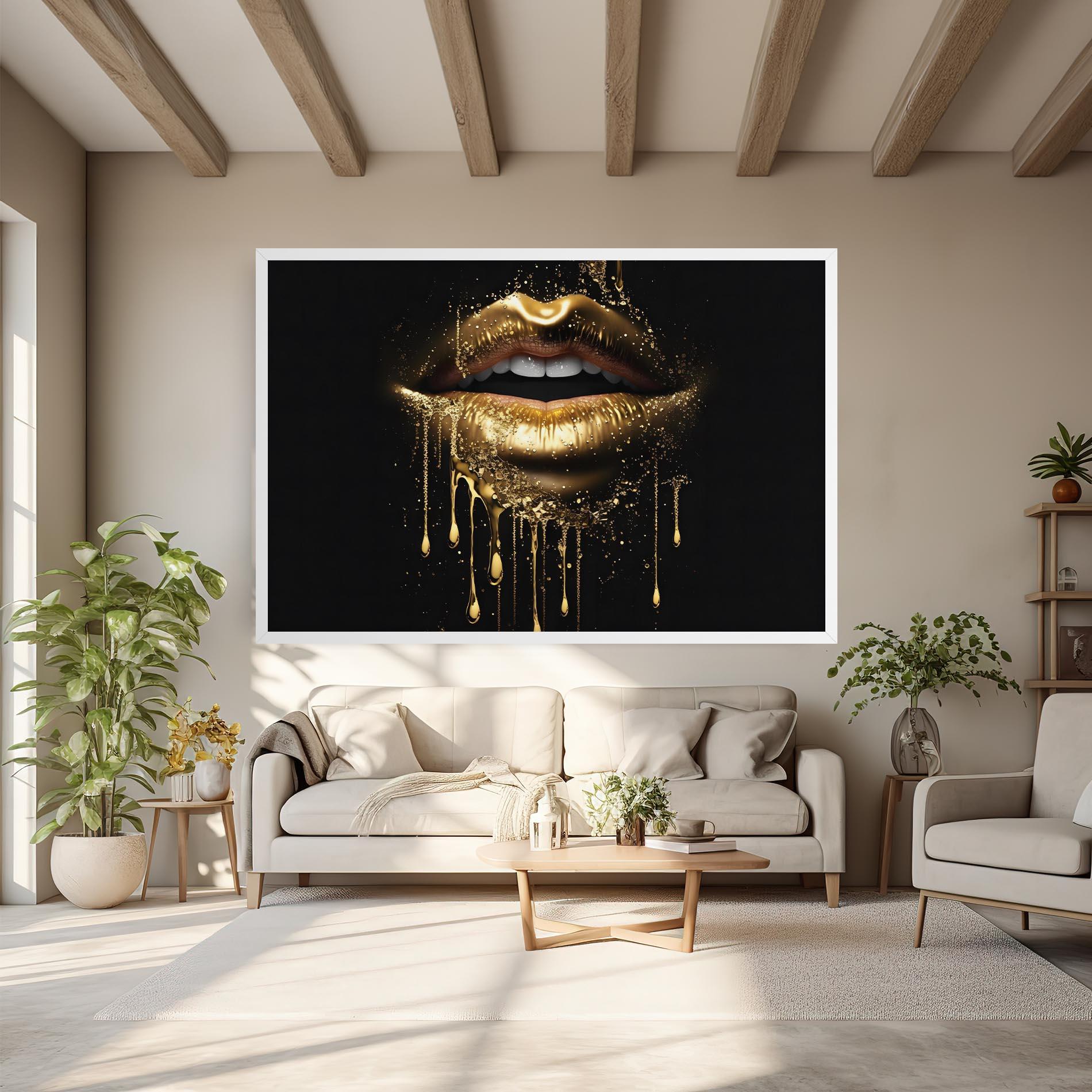 Tablou Canvas Golden Luxury Lips mockup 6