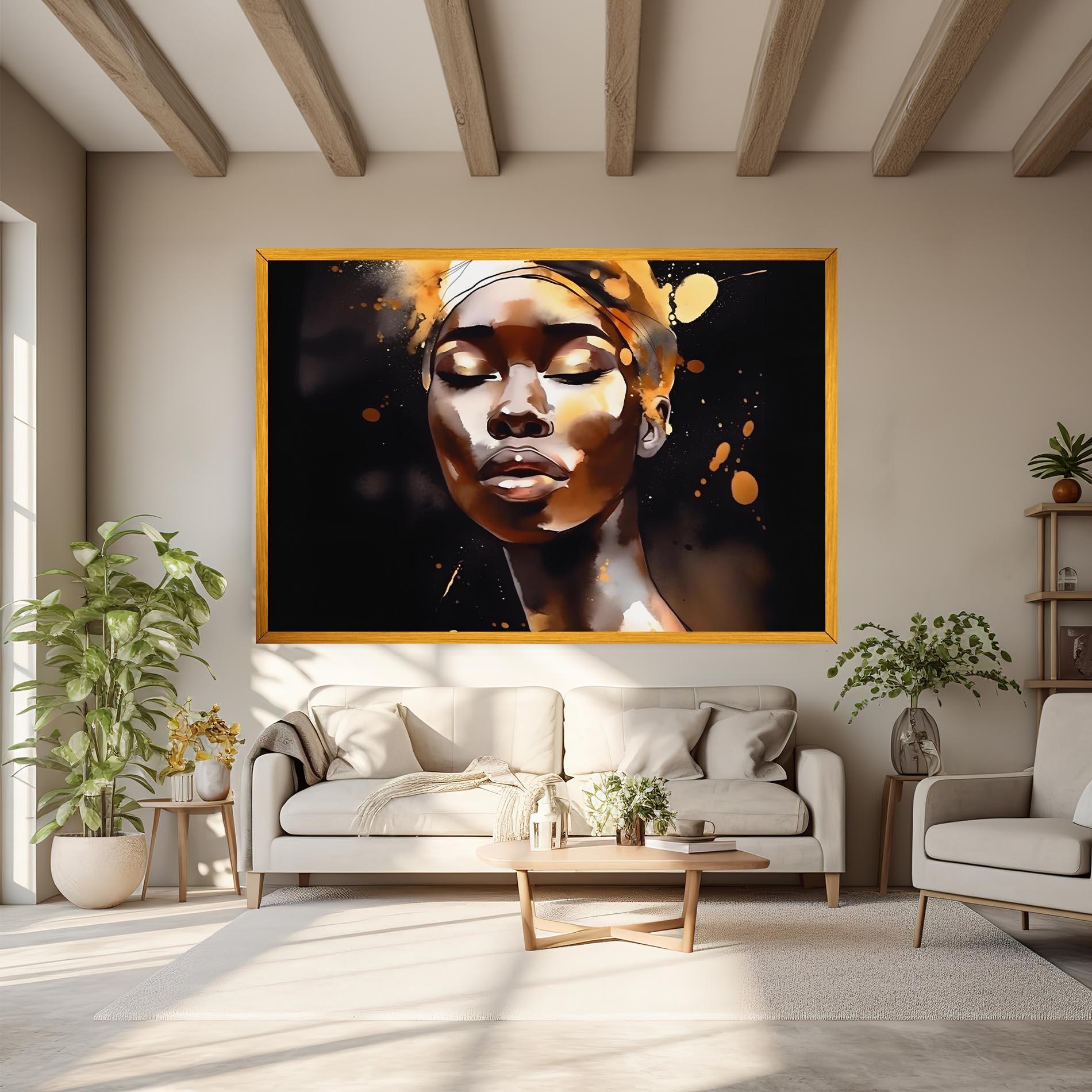 Tablou Canvas Abstract Gold Woman mockup 6