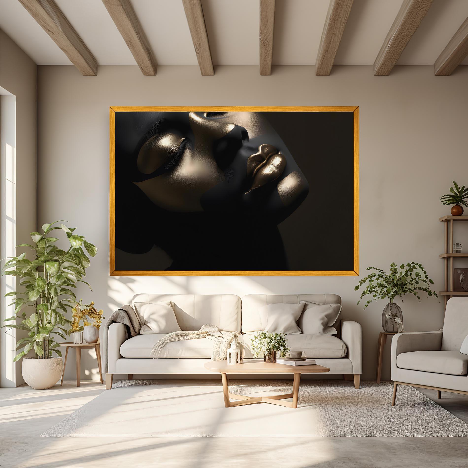 Tablou Canvas Dark Gold Face mockup 6