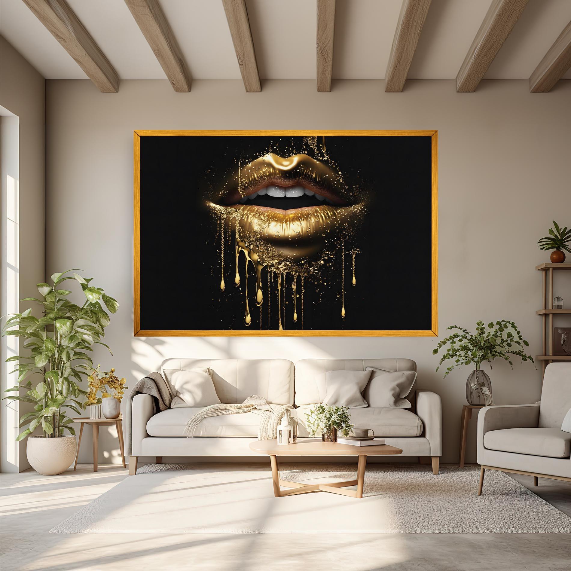Tablou Canvas Golden Luxury Lips mockup 6