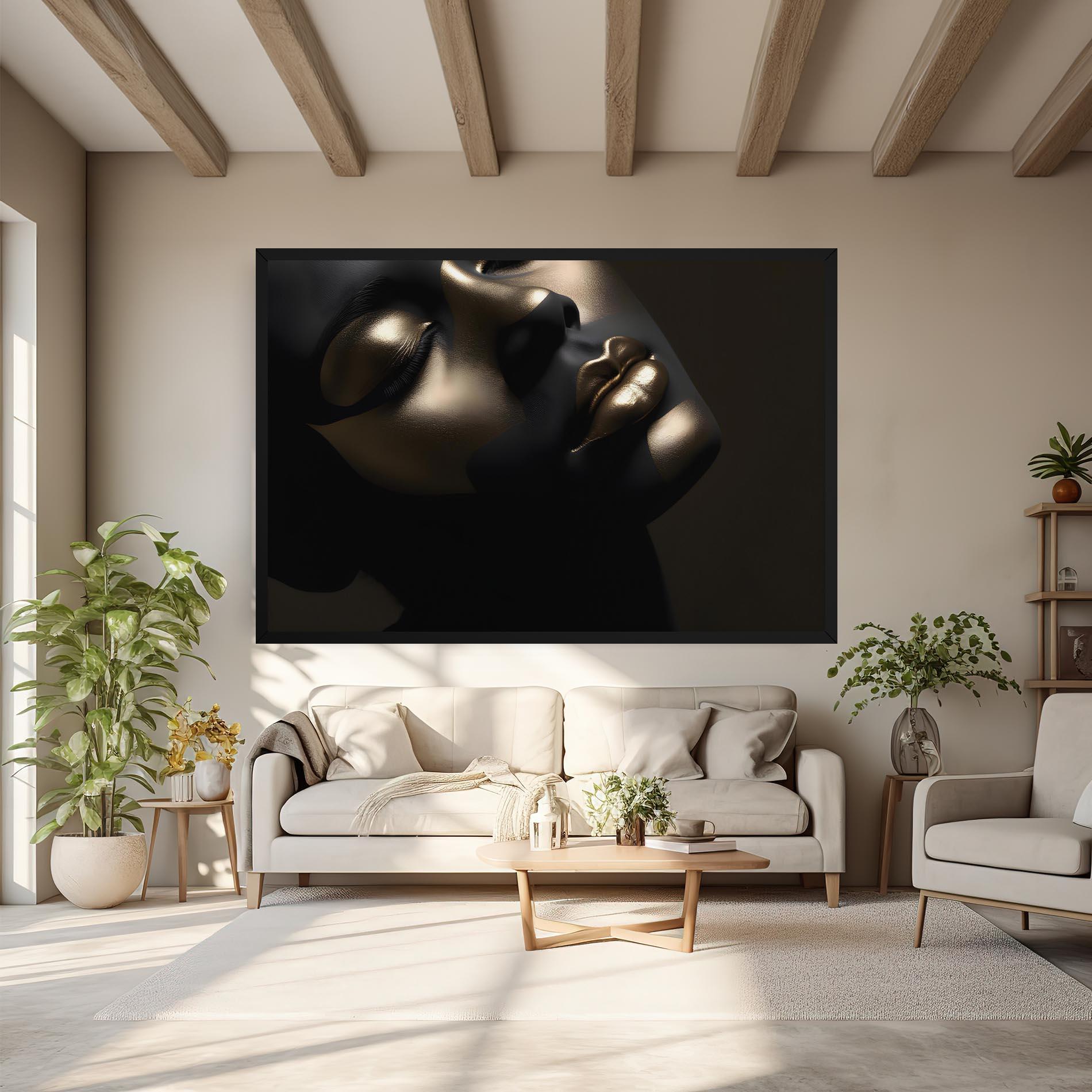 Tablou Canvas Dark Gold Face mockup 6