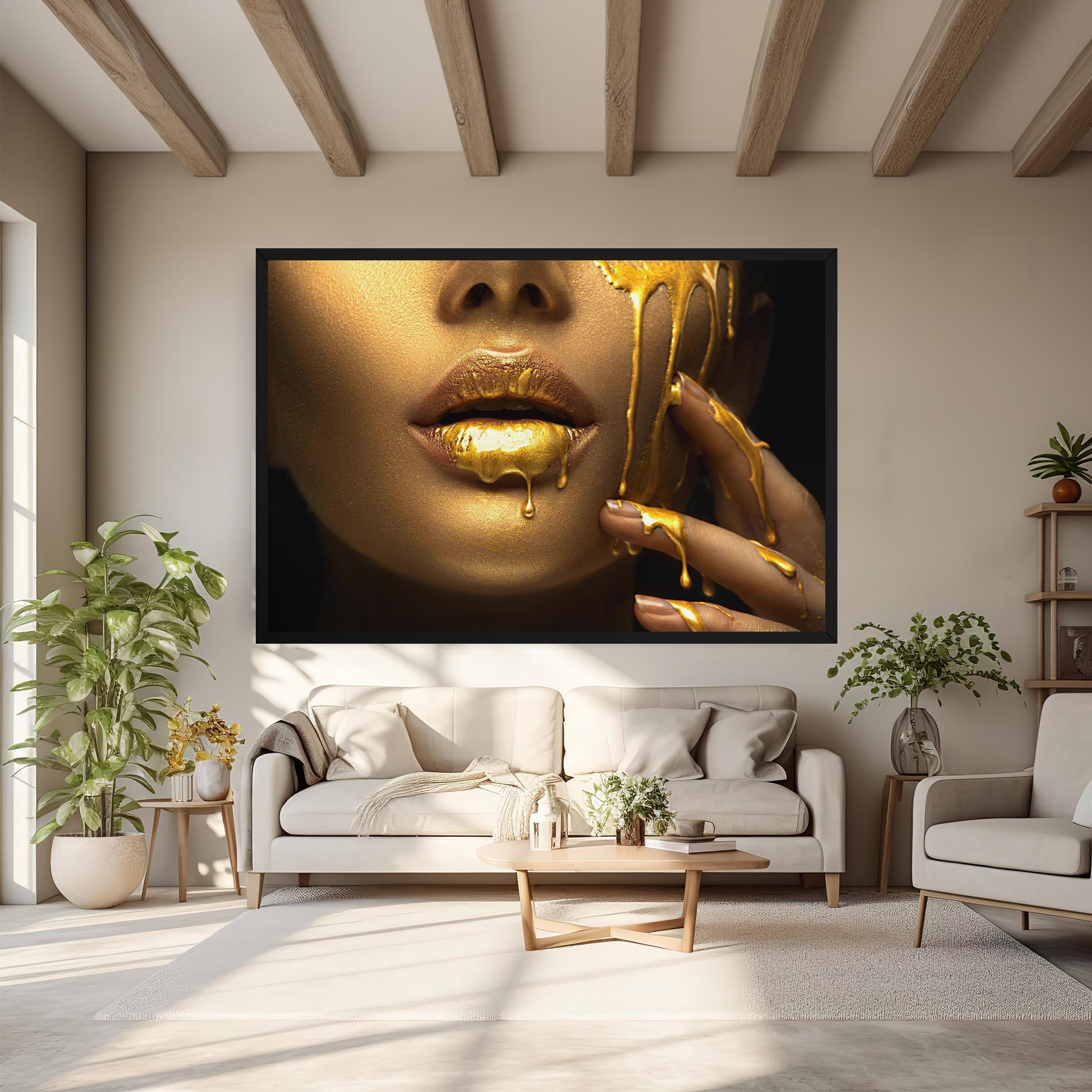 Tablou Canvas Golden Lips mockup 6