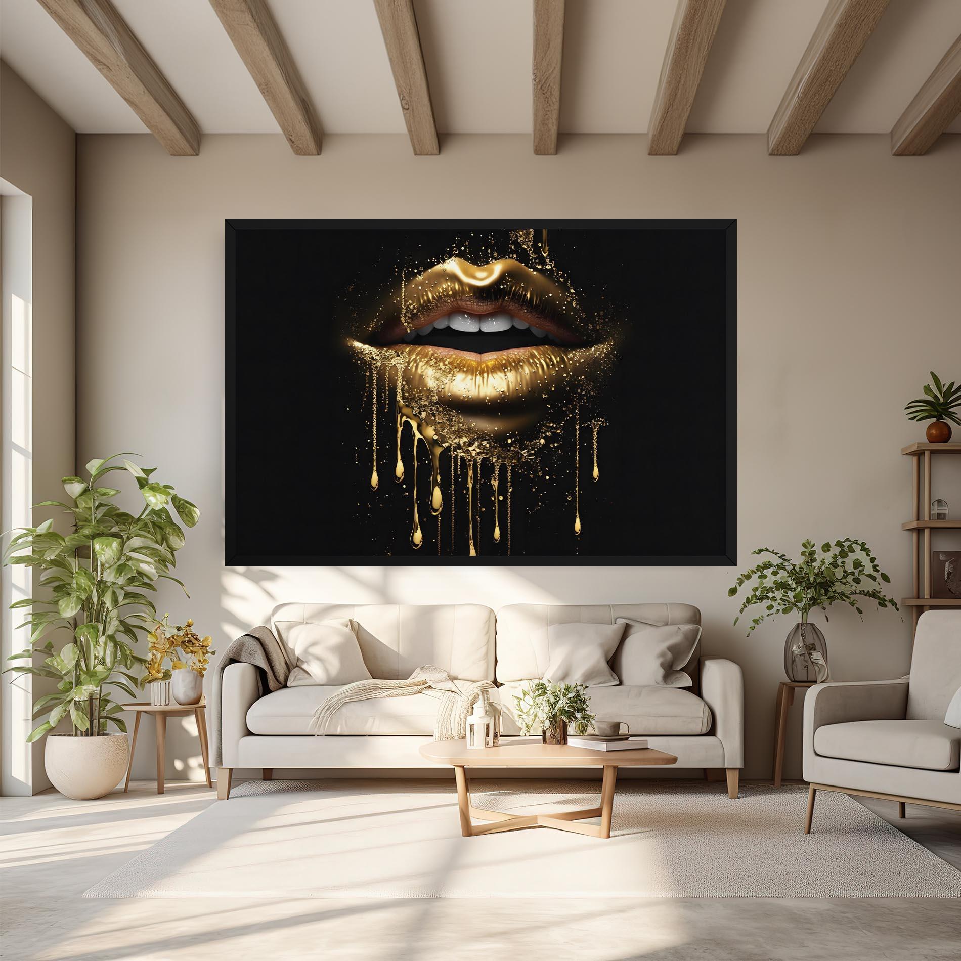 Tablou Canvas Golden Luxury Lips mockup 6