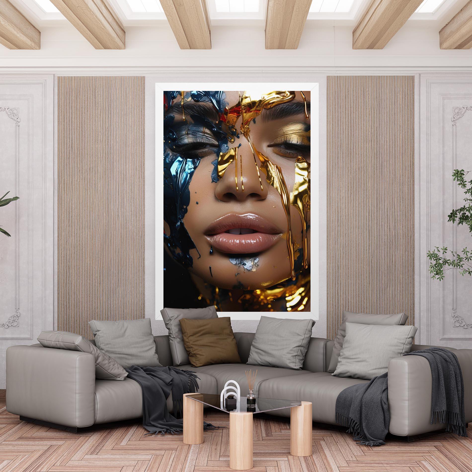 Tablou Canvas Blue Gold Paint Face mockup 6