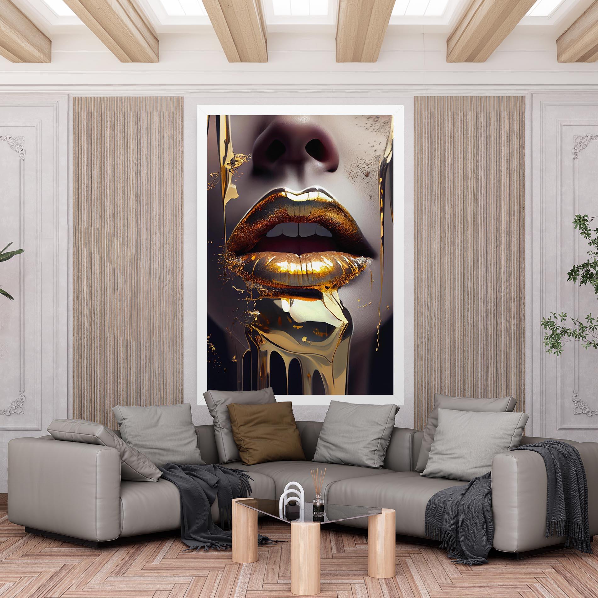 Tablou Canvas Glamorous Gold Lips mockup 6