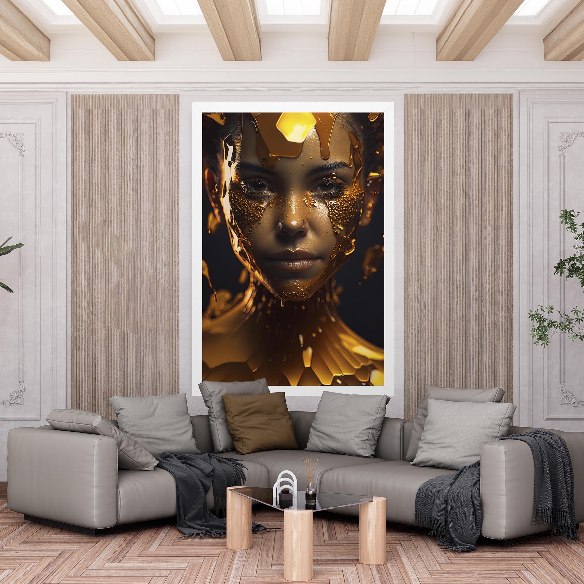 Tablou Canvas Gold Honeycomb Girl mockup 6