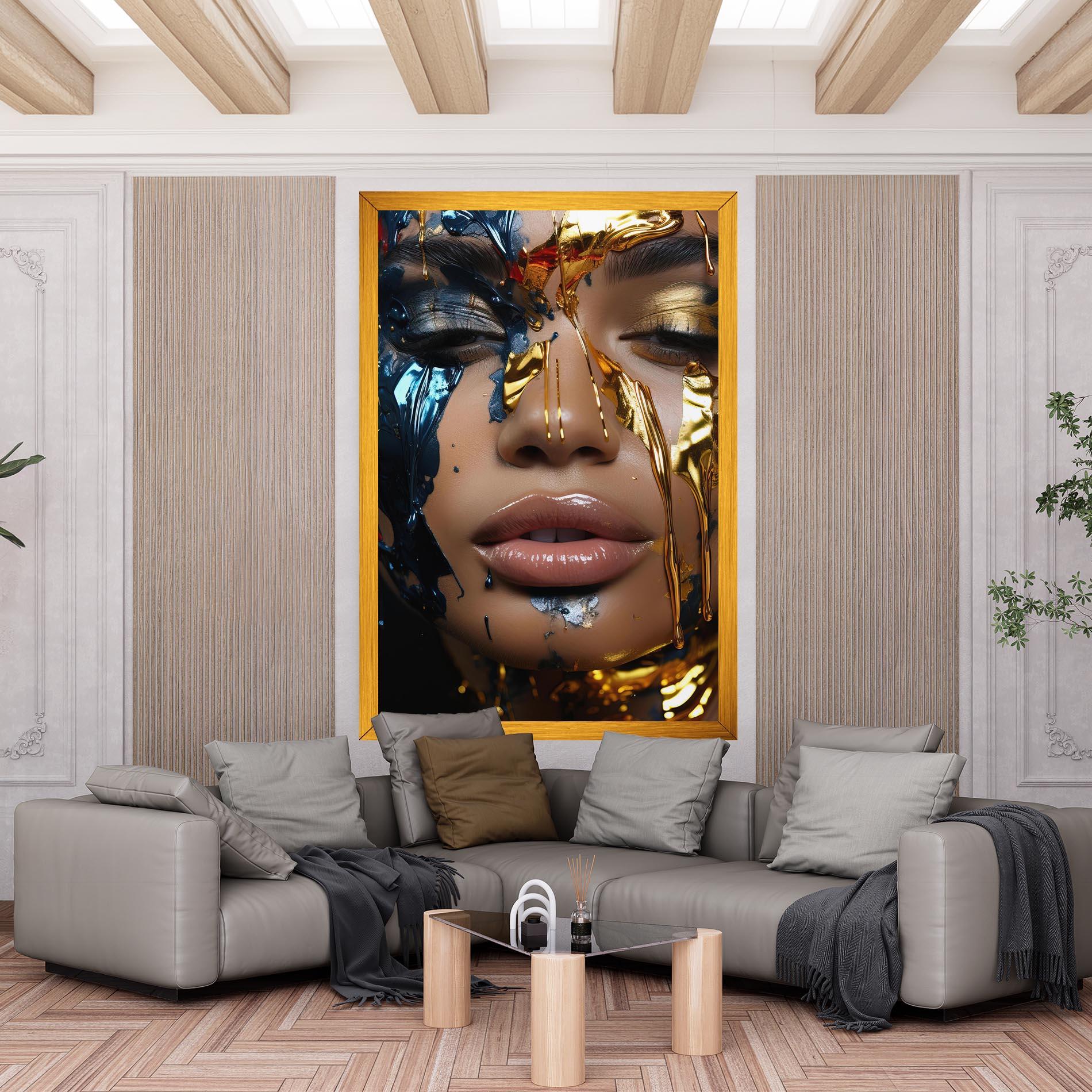 Tablou Canvas Blue Gold Paint Face mockup 6
