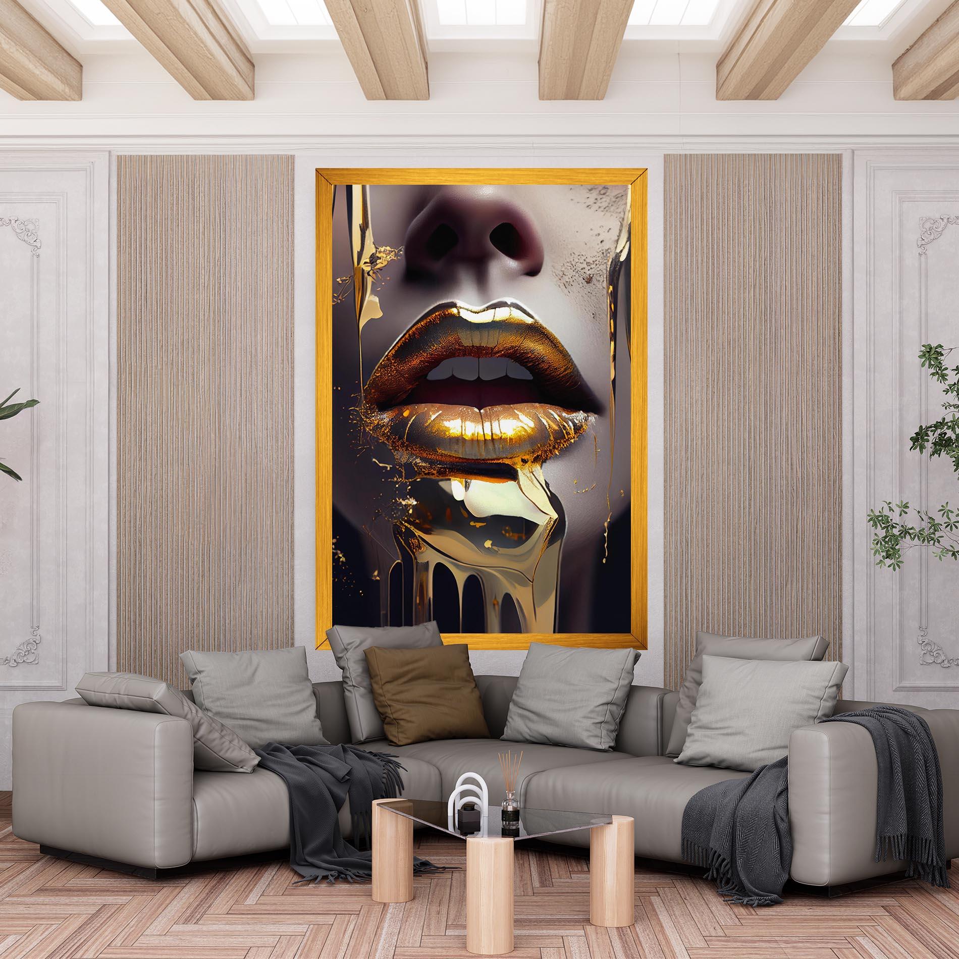 Tablou Canvas Glamorous Gold Lips mockup 6
