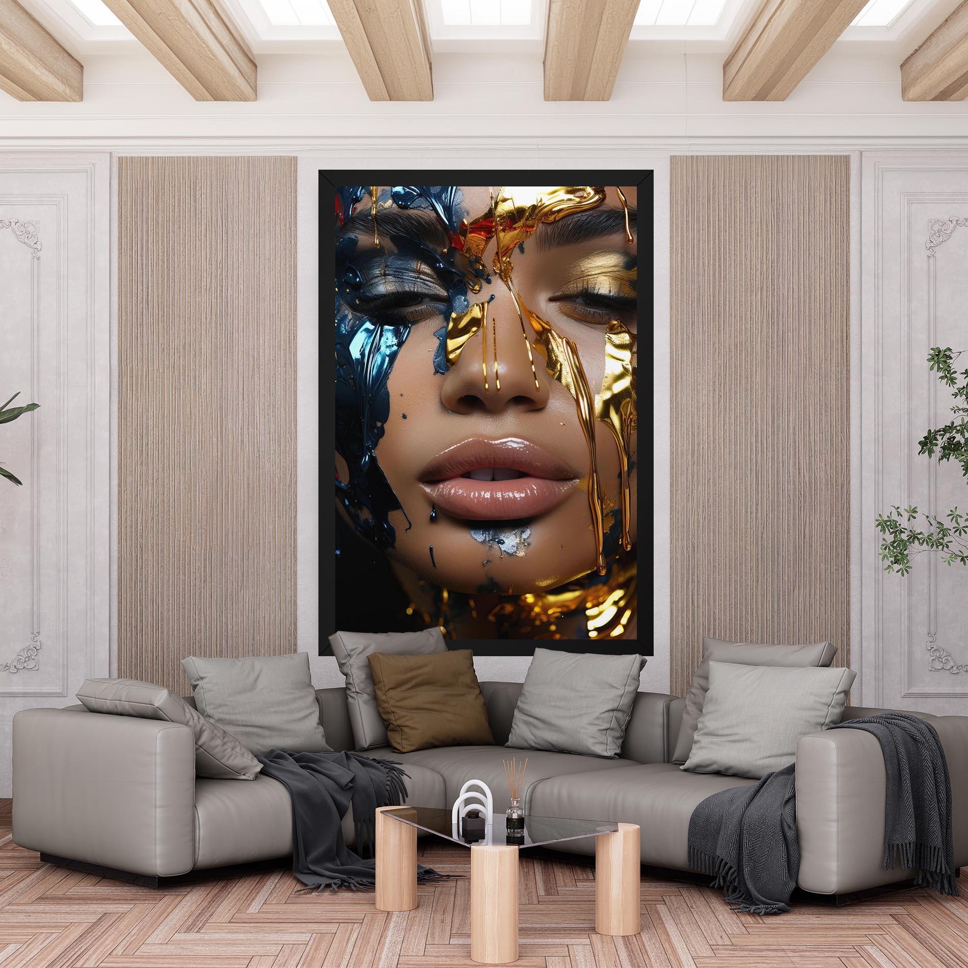 Tablou Canvas Blue Gold Paint Face mockup 6