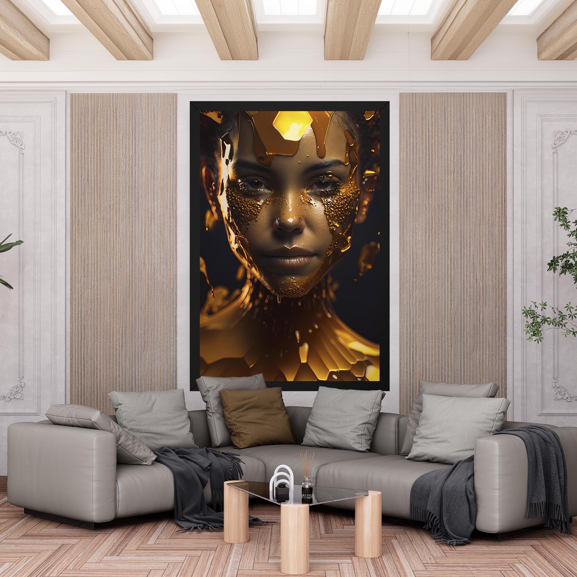 Tablou Canvas Gold Honeycomb Girl mockup 6