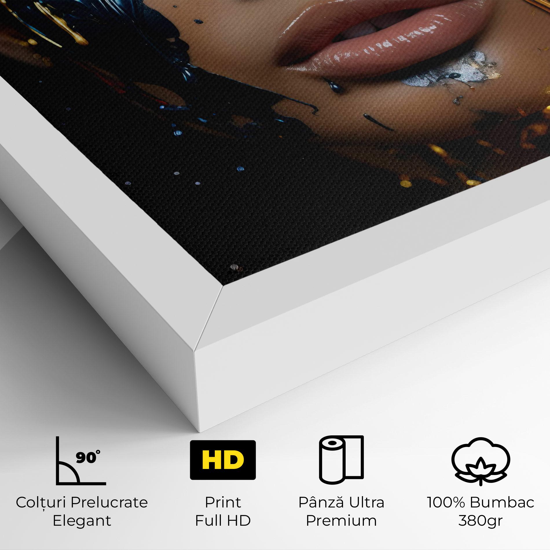 Tablou Canvas Blue Gold Paint Face mockup 4