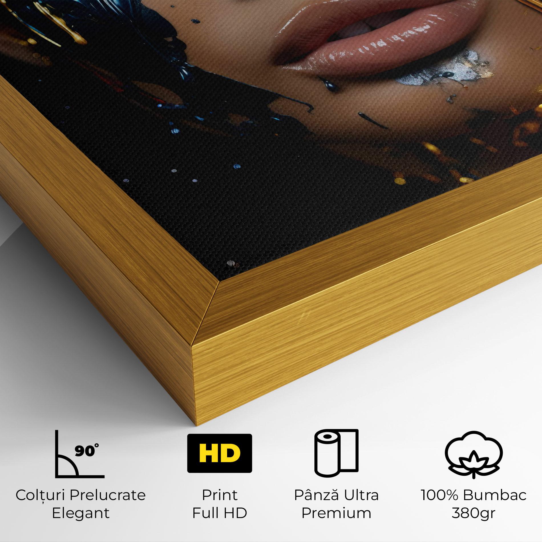 Tablou Canvas Blue Gold Paint Face mockup 4