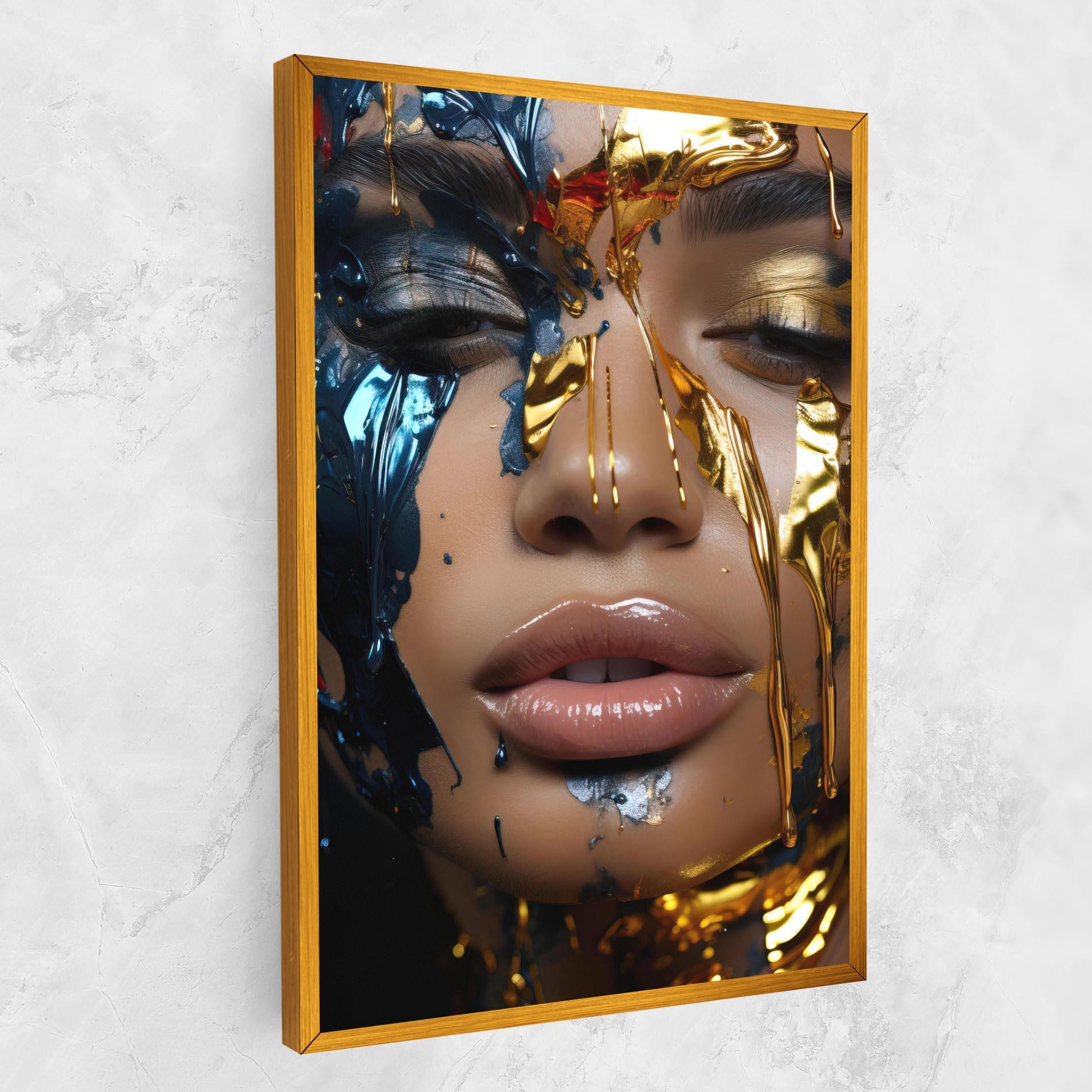 Tablou Canvas Blue Gold Paint Face mockup 1