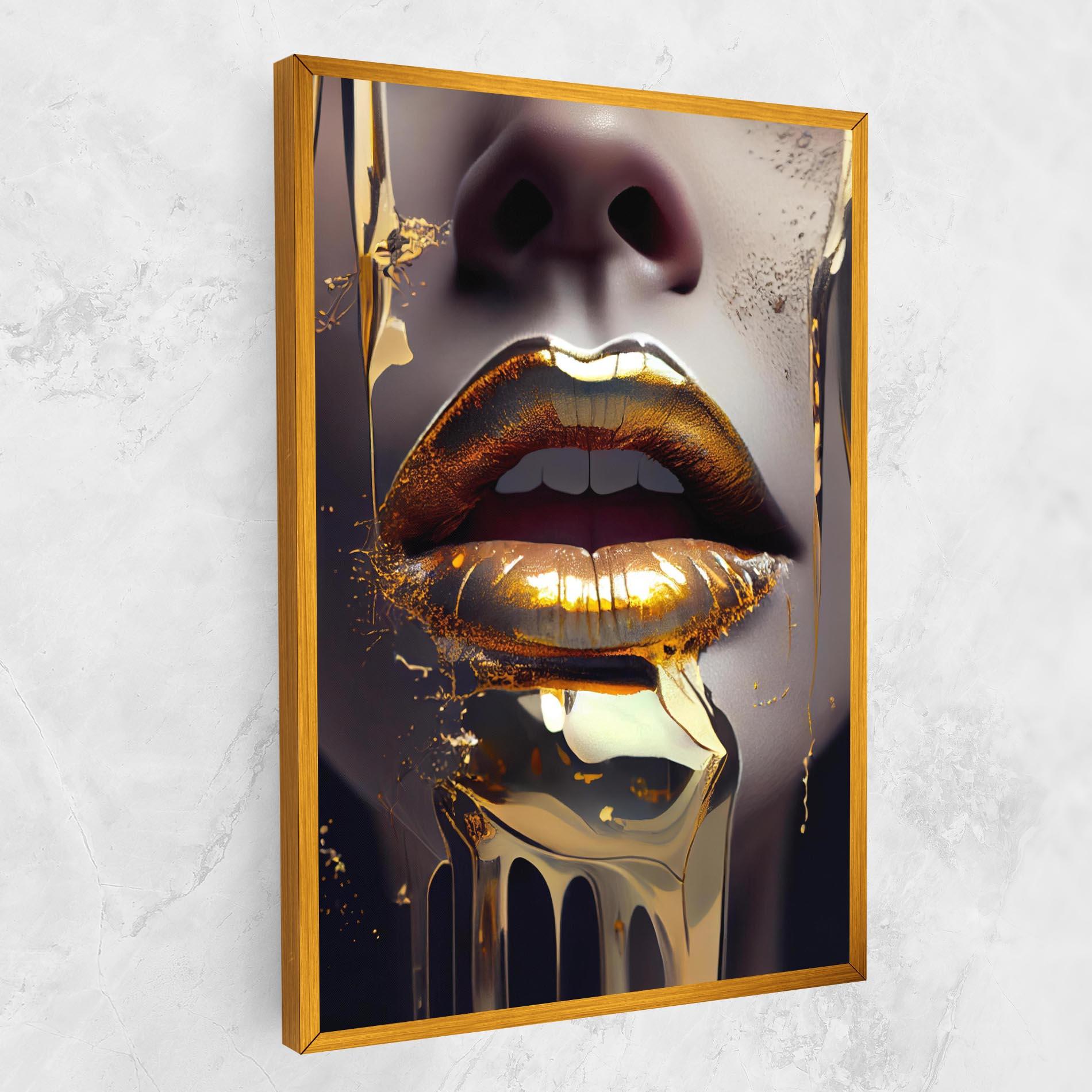 Tablou Canvas Glamorous Gold Lips mockup 1