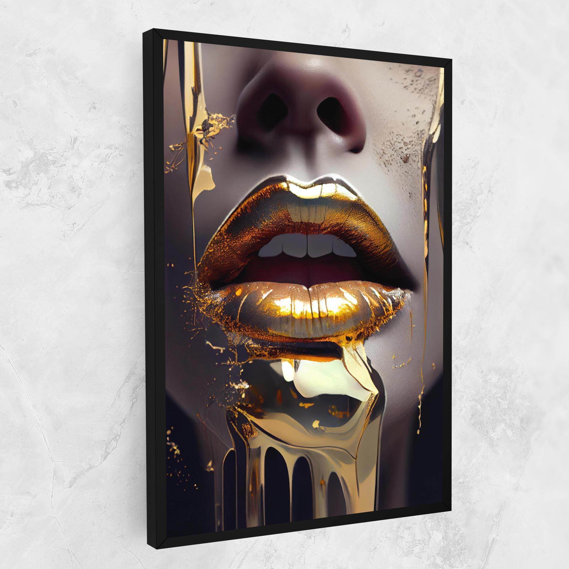 Tablou Canvas Glamorous Gold Lips mockup 1