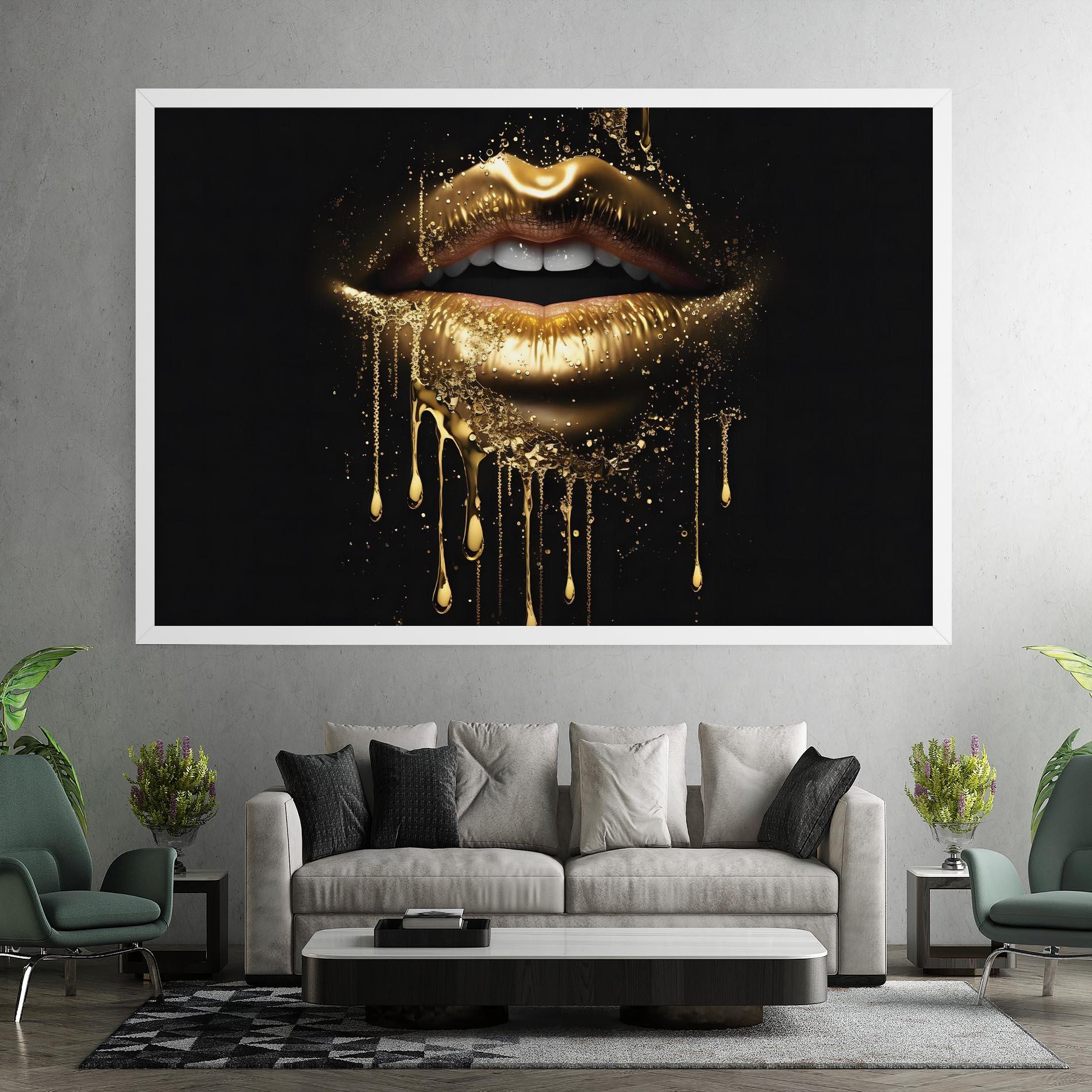 Tablou Canvas Golden Luxury Lips mockup 7