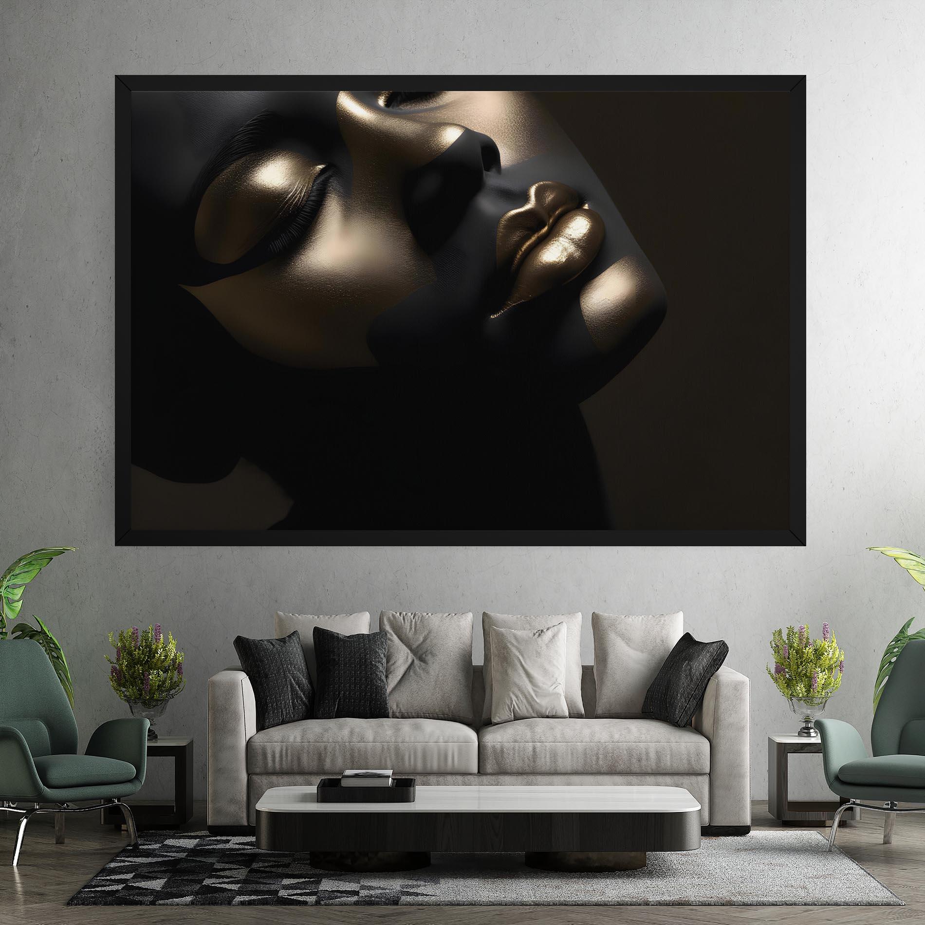 Tablou Canvas Dark Gold Face mockup 7