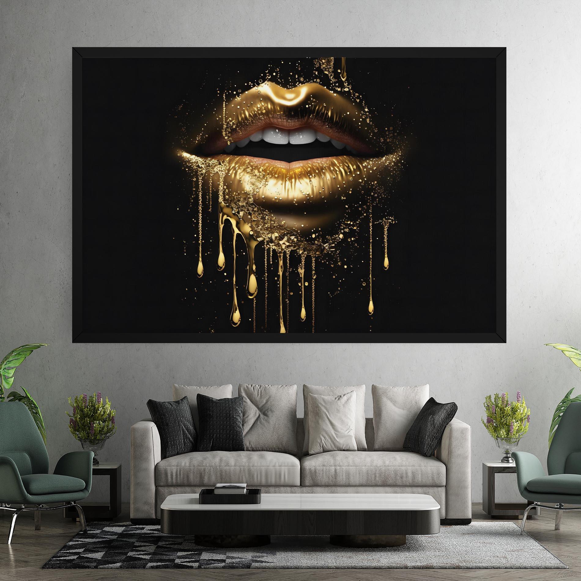 Tablou Canvas Golden Luxury Lips mockup 7