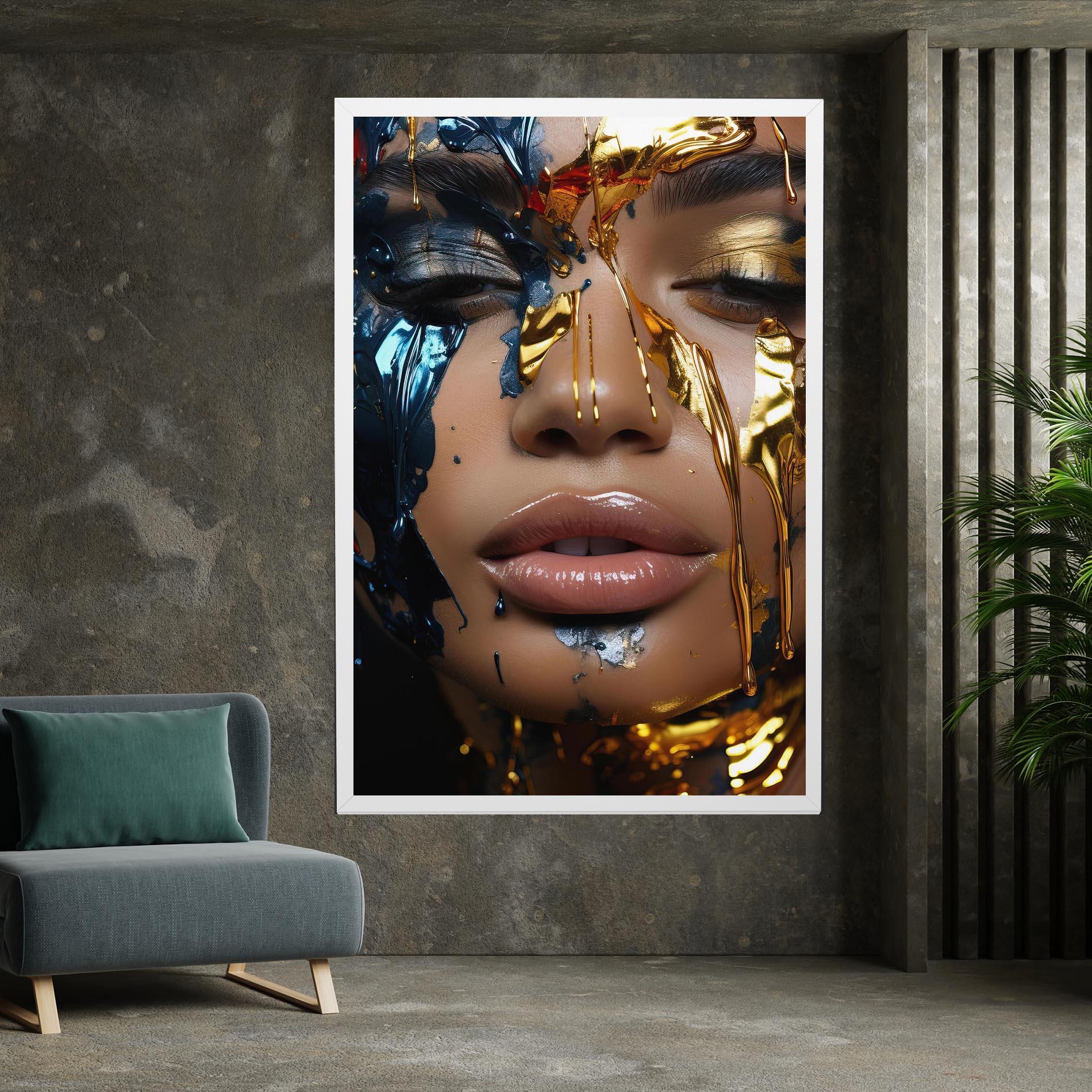 Tablou Canvas Blue Gold Paint Face mockup 7