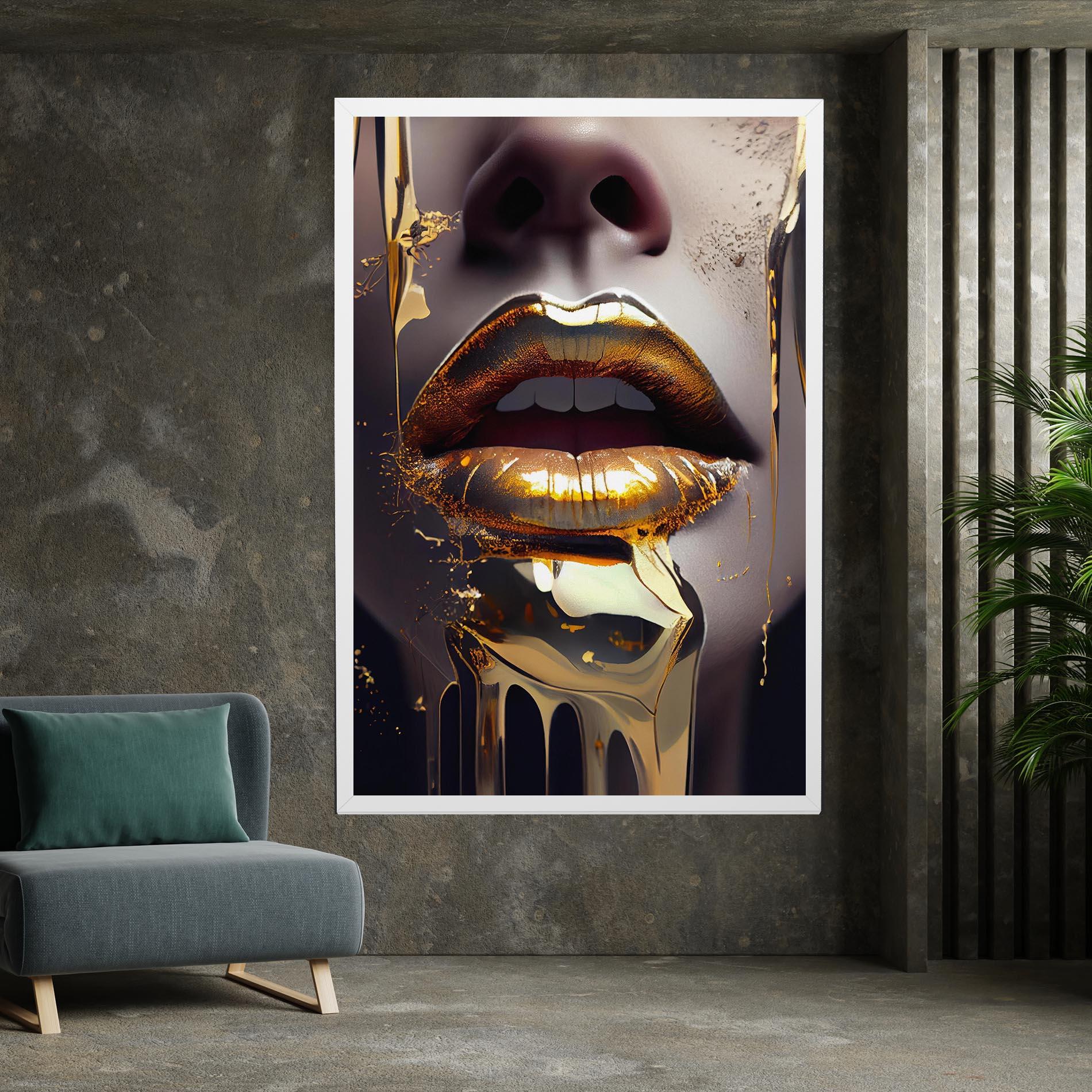 Tablou Canvas Glamorous Gold Lips mockup 7