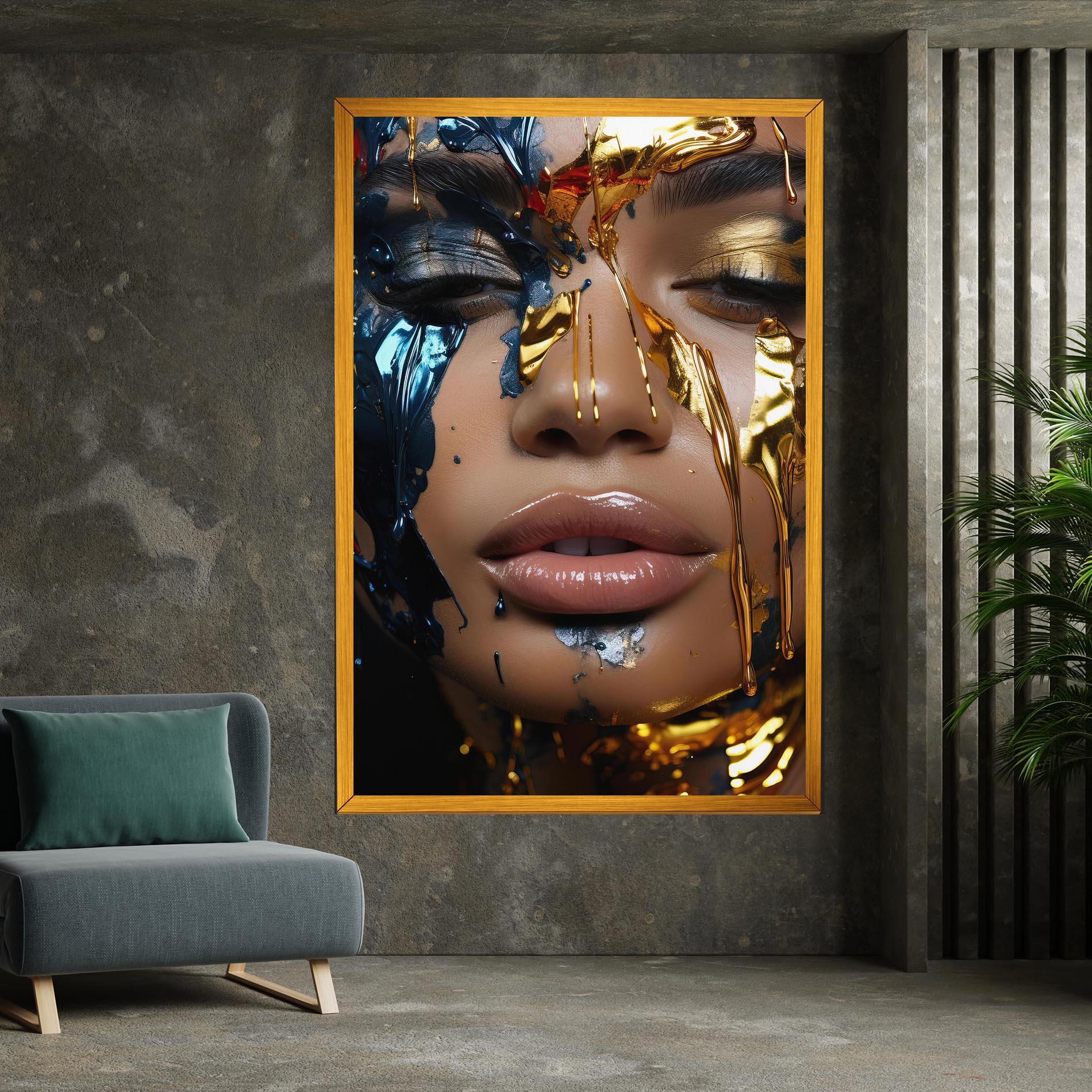 Tablou Canvas Blue Gold Paint Face mockup 7