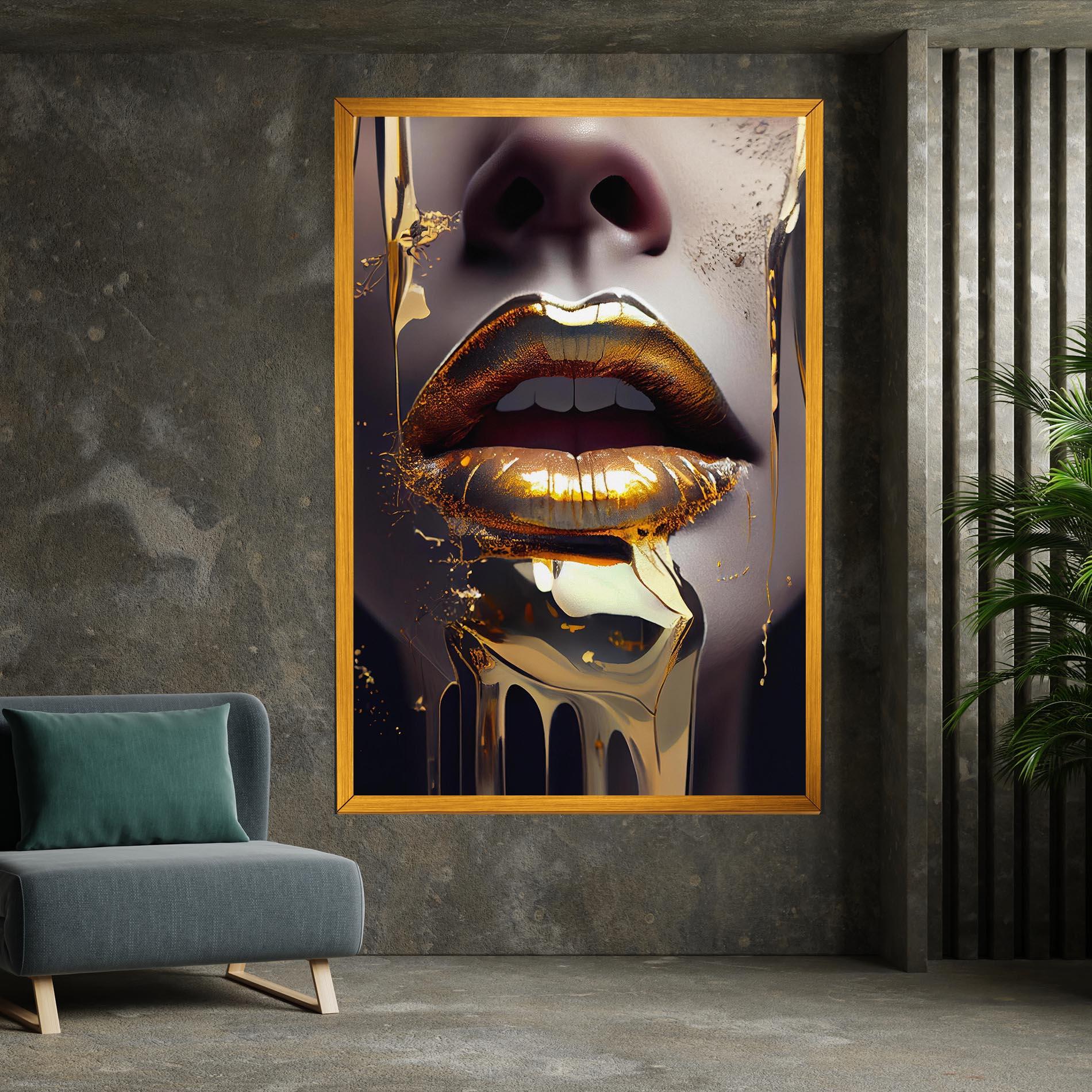 Tablou Canvas Glamorous Gold Lips mockup 7