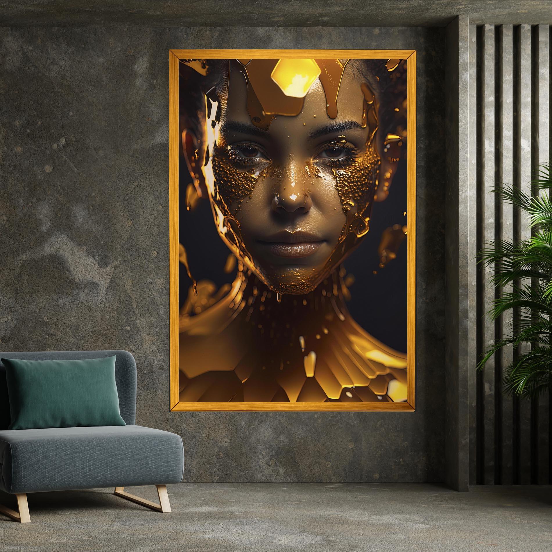 Tablou Canvas Gold Honeycomb Girl mockup 7