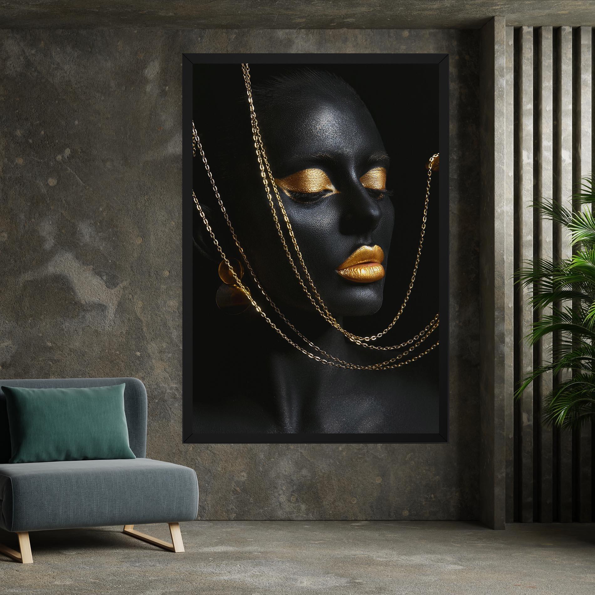 Tablou Canvas Chain Gold Lips mockup 7
