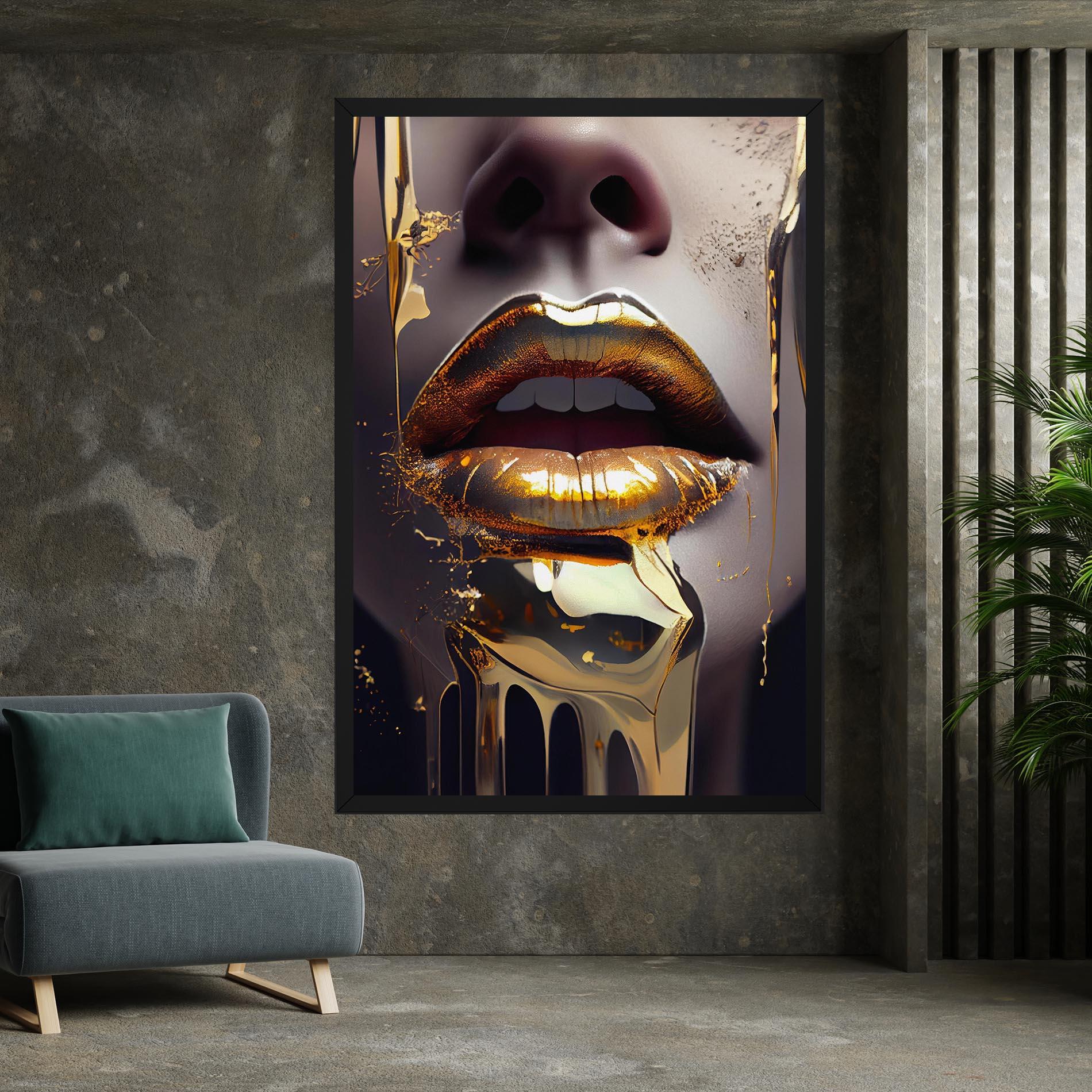 Tablou Canvas Glamorous Gold Lips mockup 7