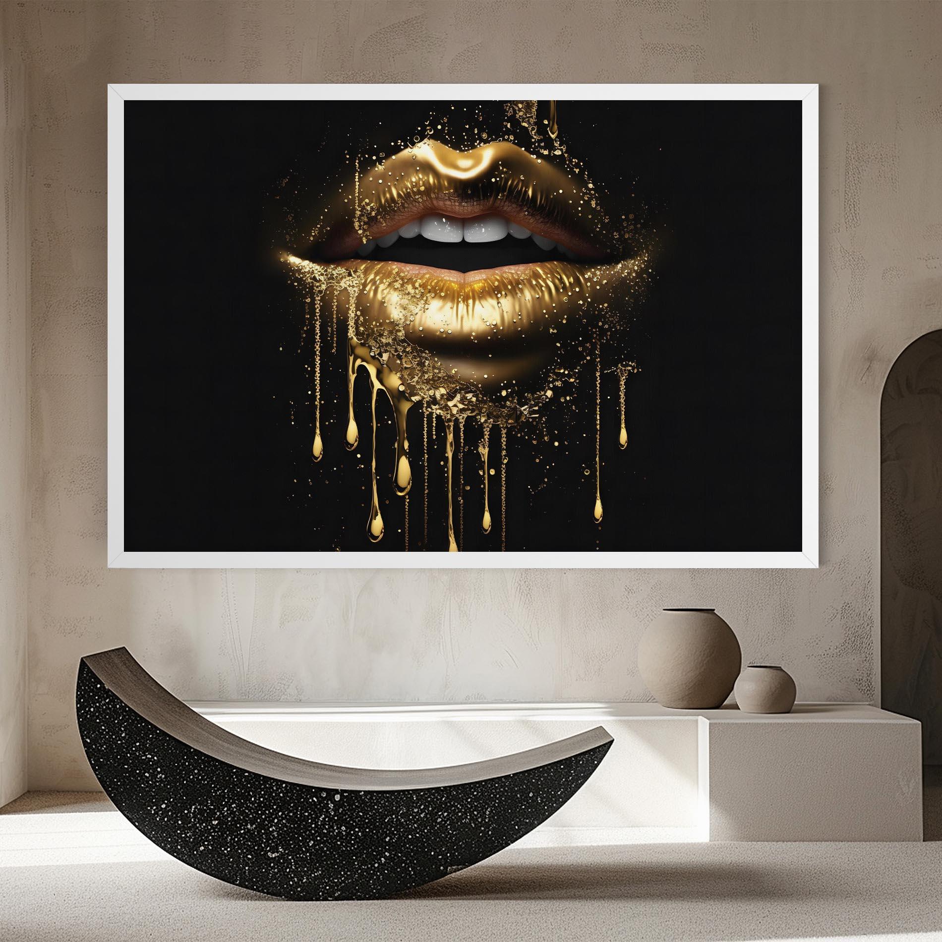 Tablou Canvas Golden Luxury Lips mockup 8