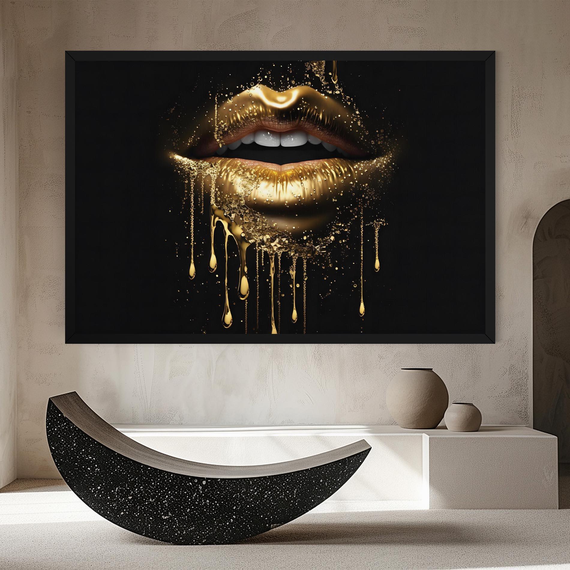 Tablou Canvas Golden Luxury Lips mockup 8