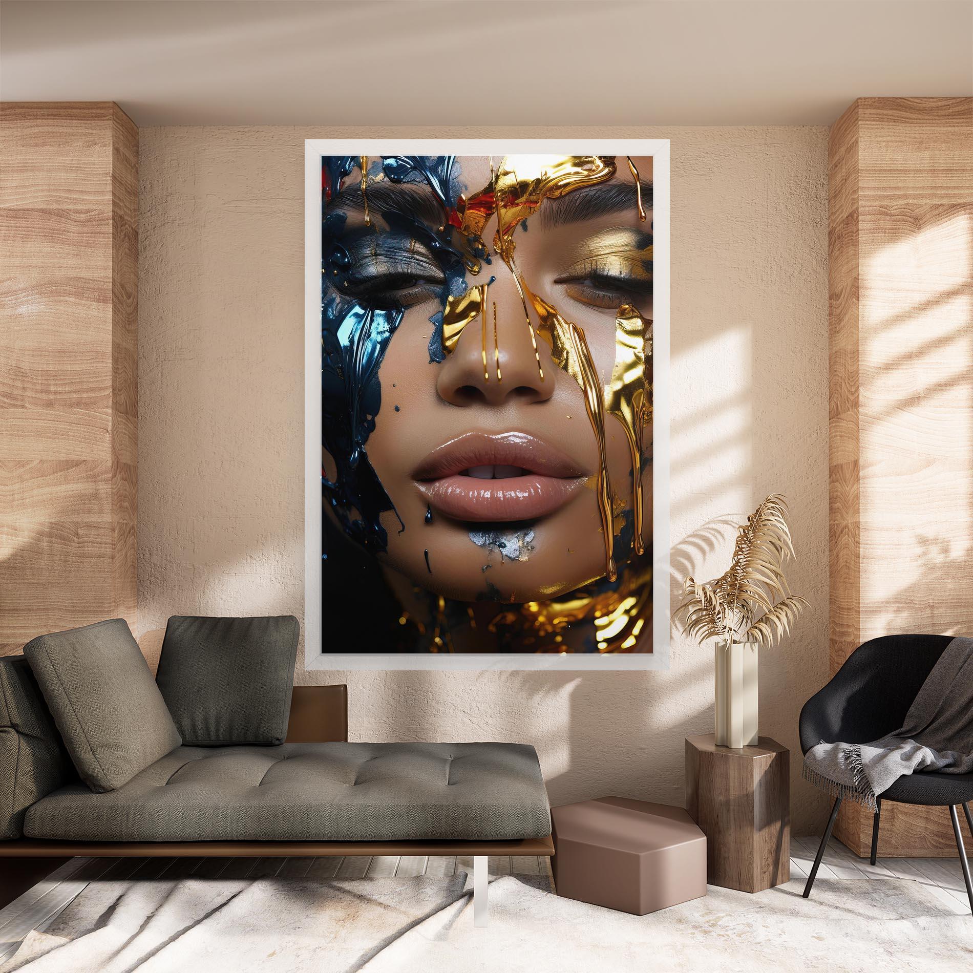 Tablou Canvas Blue Gold Paint Face mockup 8