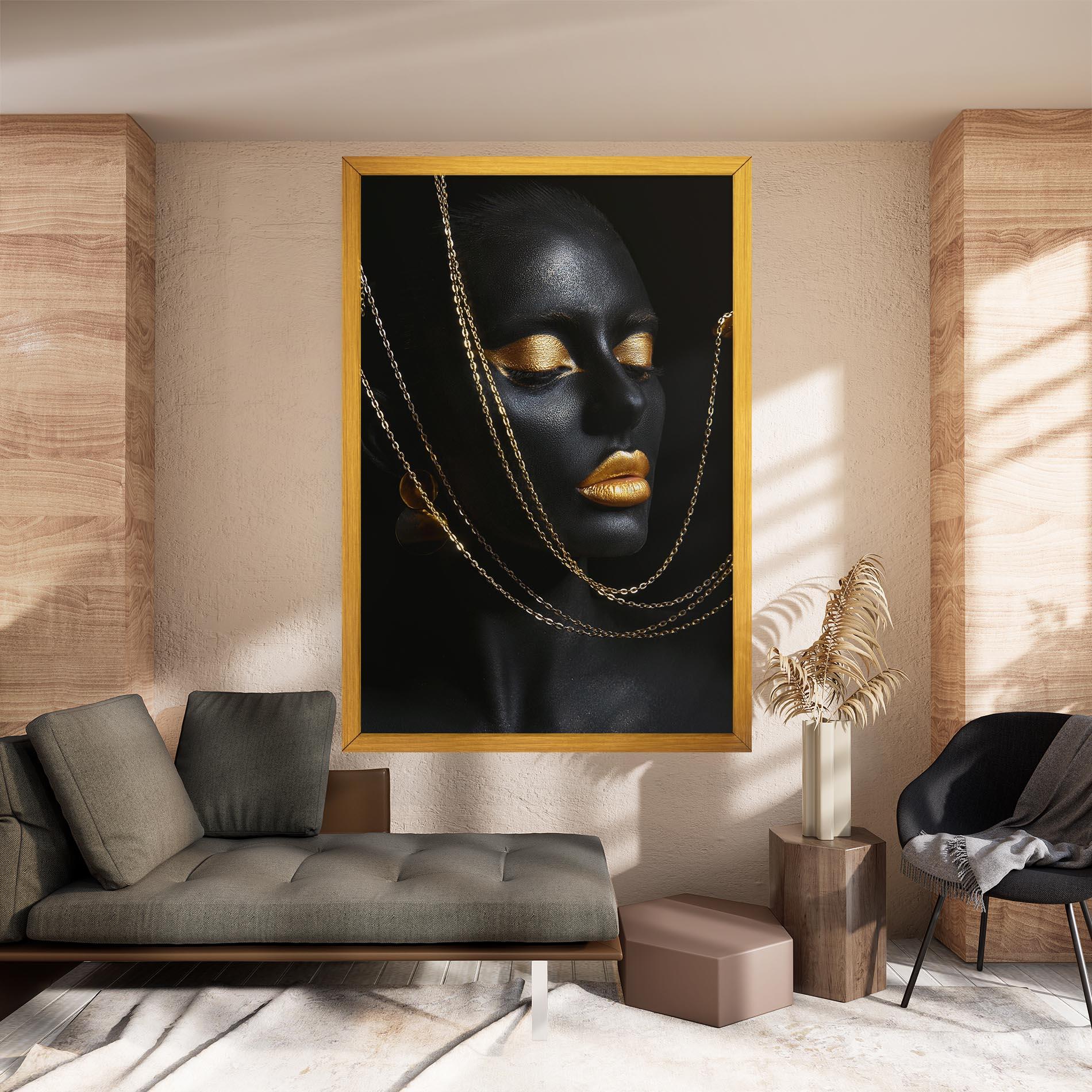 Tablou Canvas Chain Gold Lips mockup 8