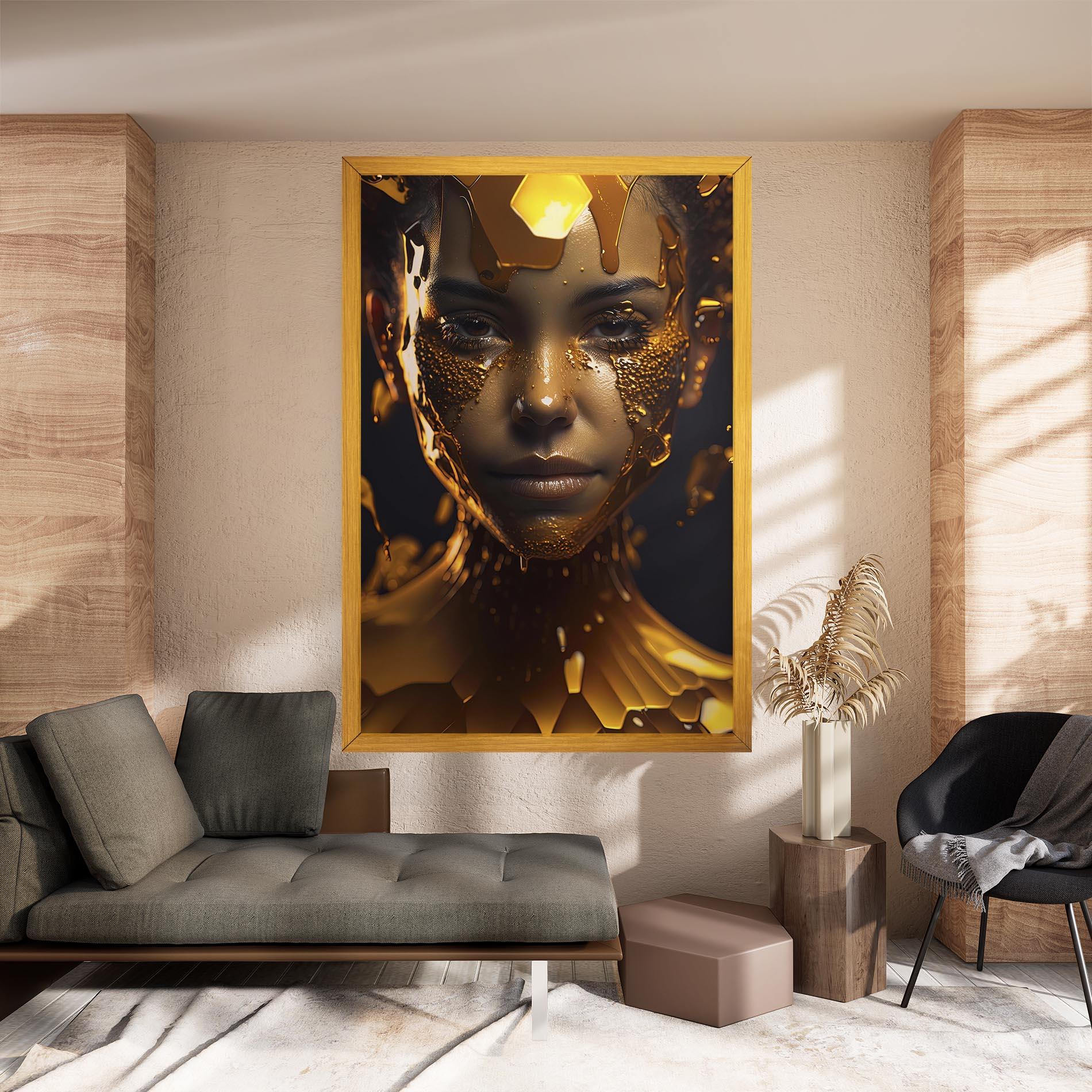 Tablou Canvas Gold Honeycomb Girl mockup 8