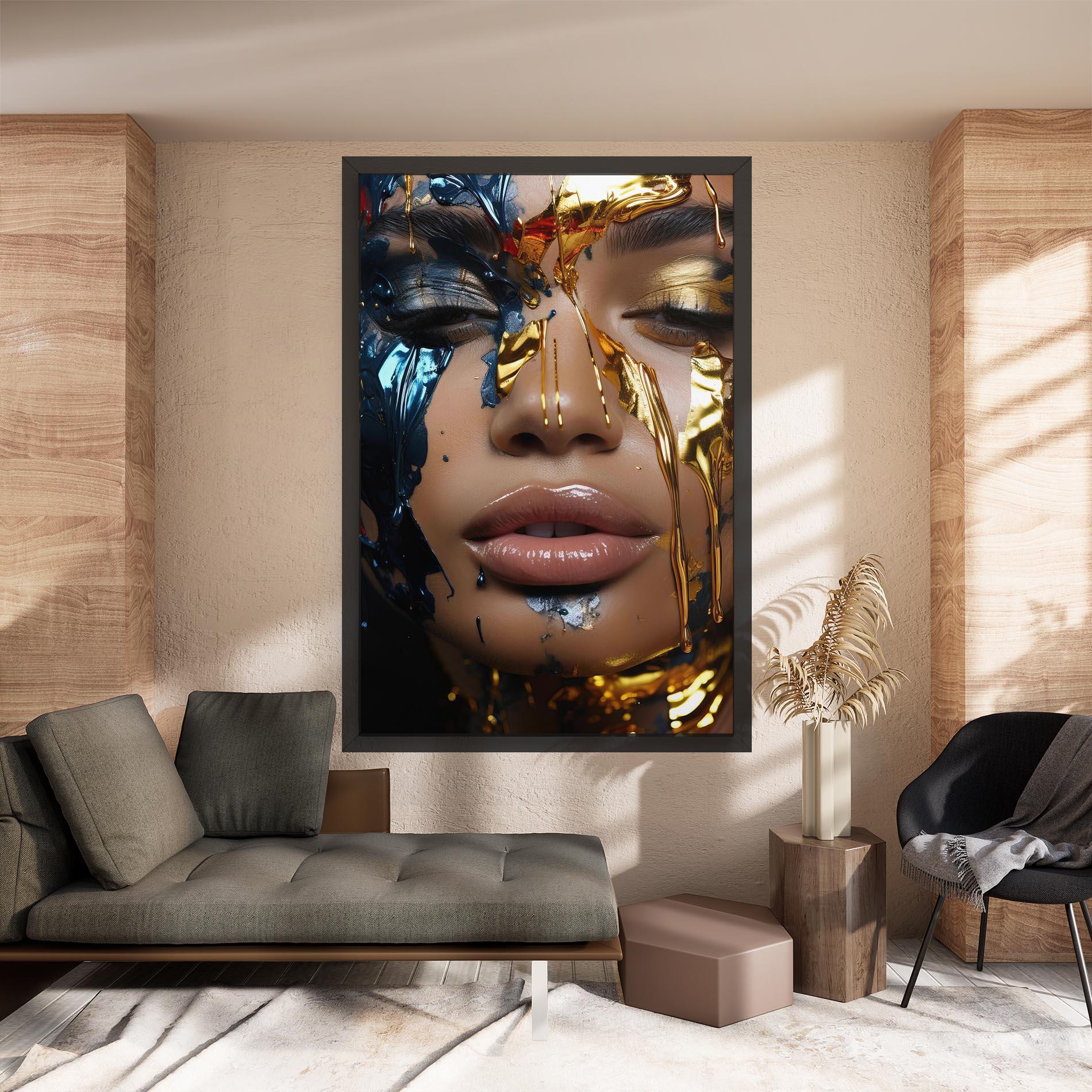 Tablou Canvas Blue Gold Paint Face mockup 8