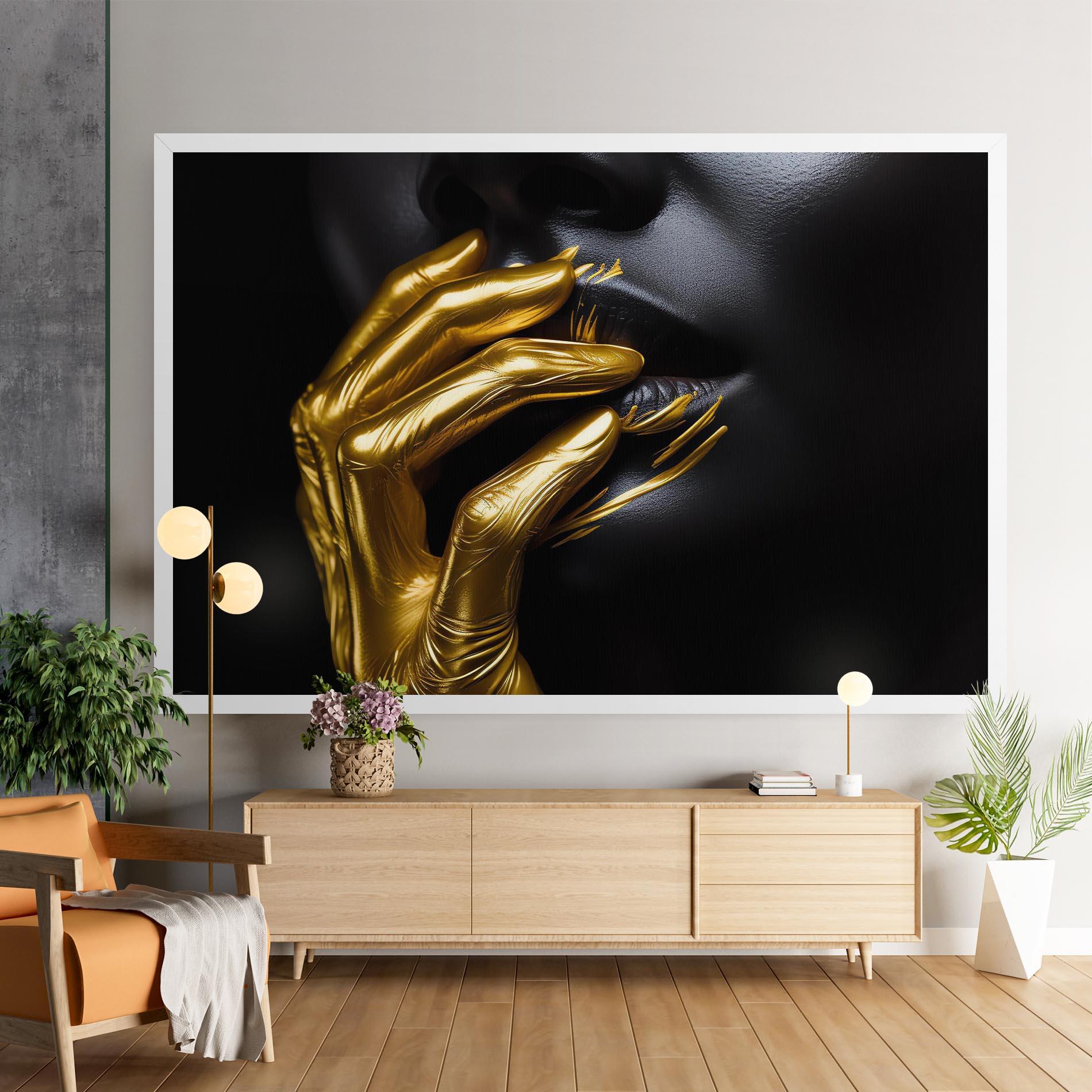 Tablou Canvas Gold Small Hand mockup 9