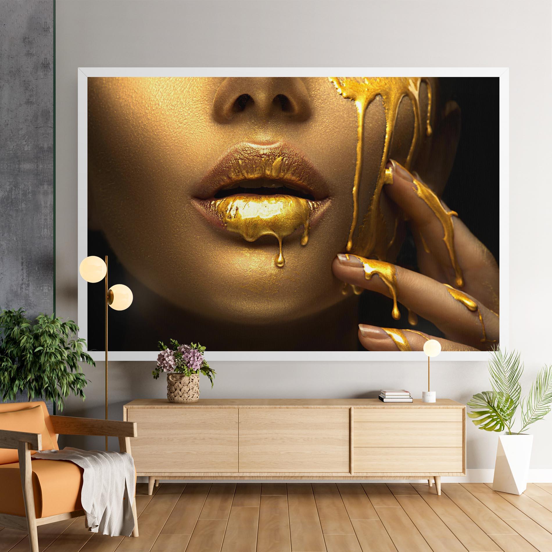 Tablou Canvas Golden Lips mockup 9