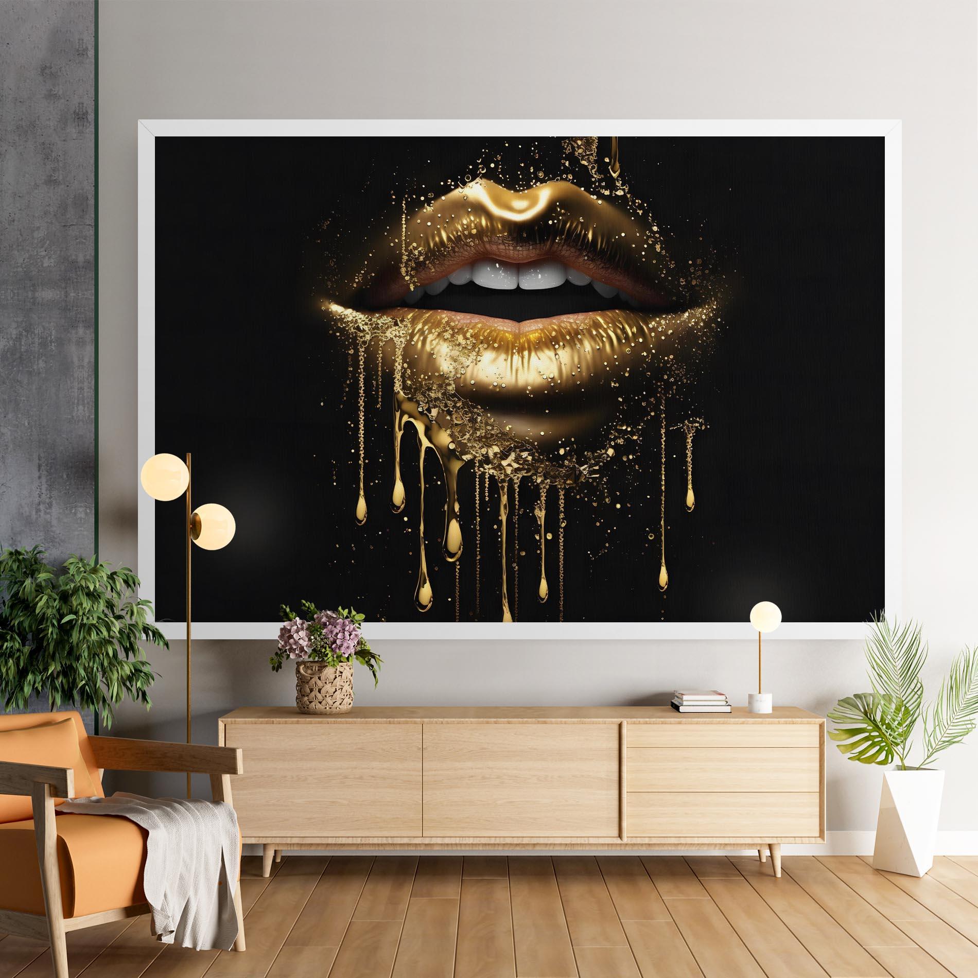 Tablou Canvas Golden Luxury Lips mockup 9