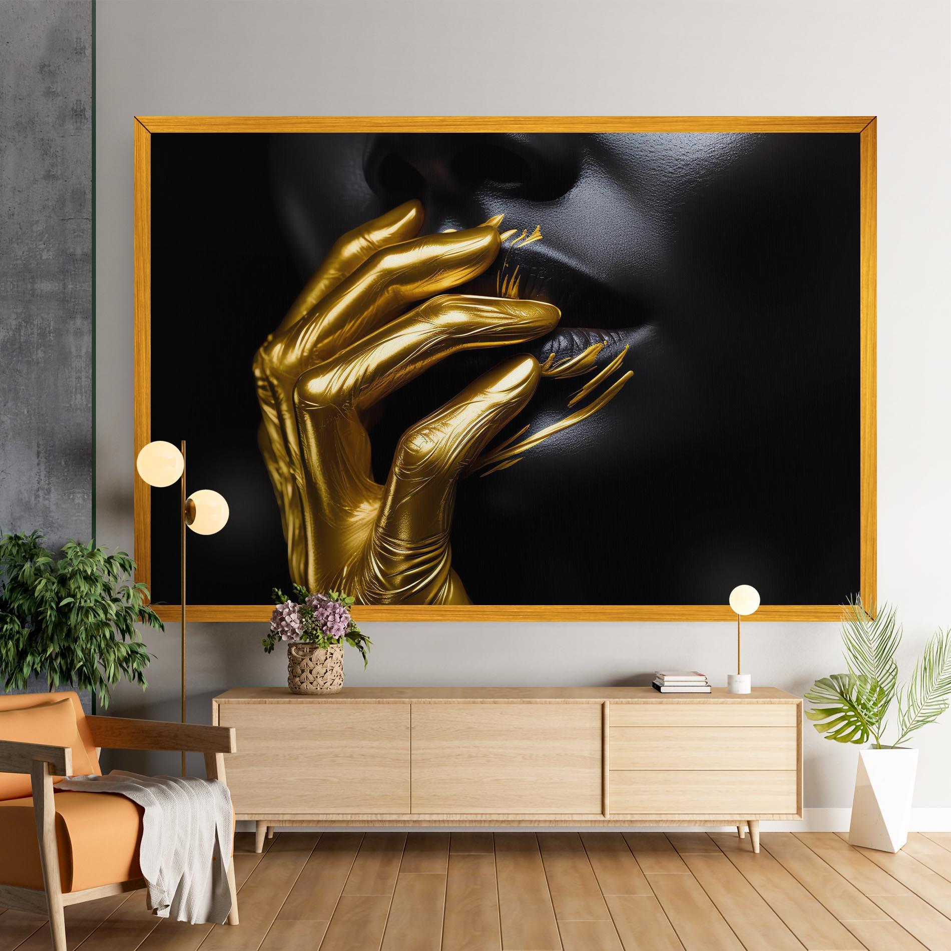 Tablou Canvas Gold Small Hand mockup 9