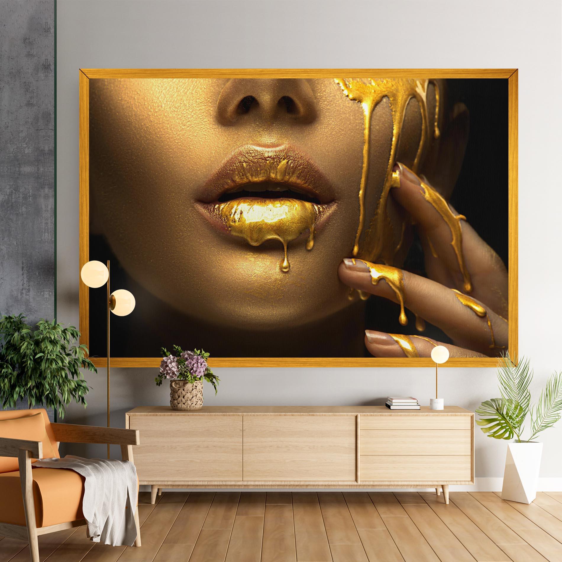 Tablou Canvas Golden Lips mockup 9