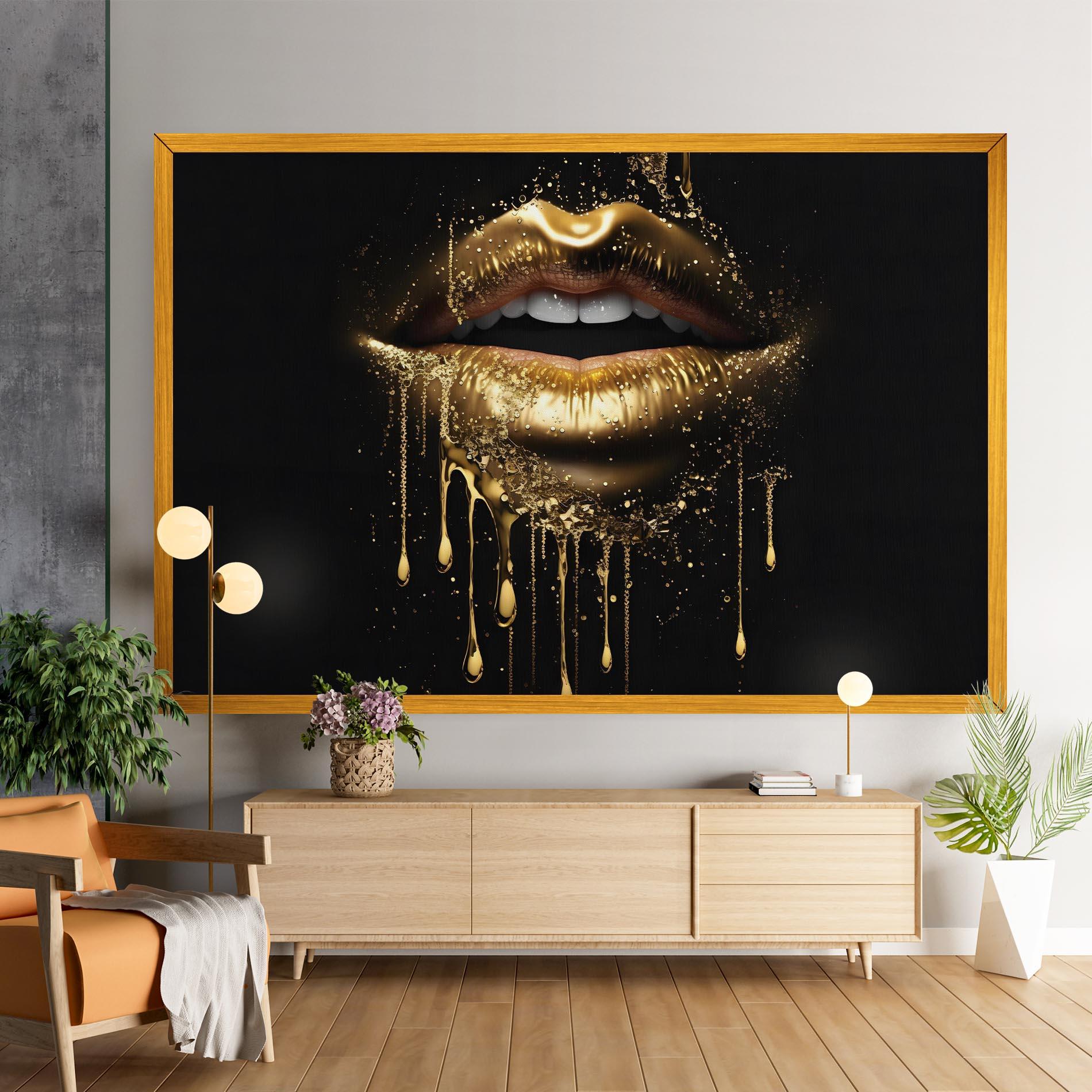 Tablou Canvas Golden Luxury Lips mockup 9