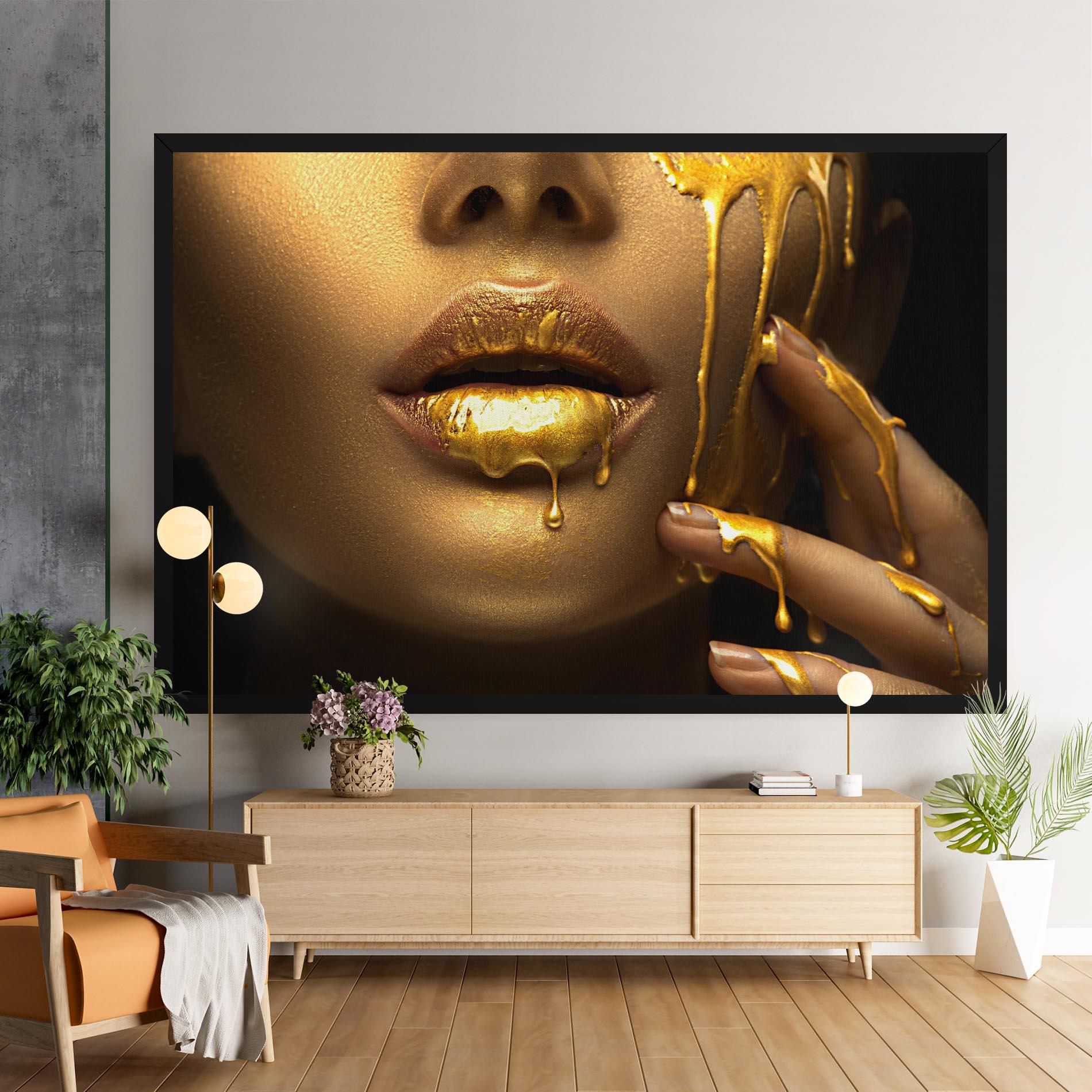 Tablou Canvas Golden Lips mockup 9
