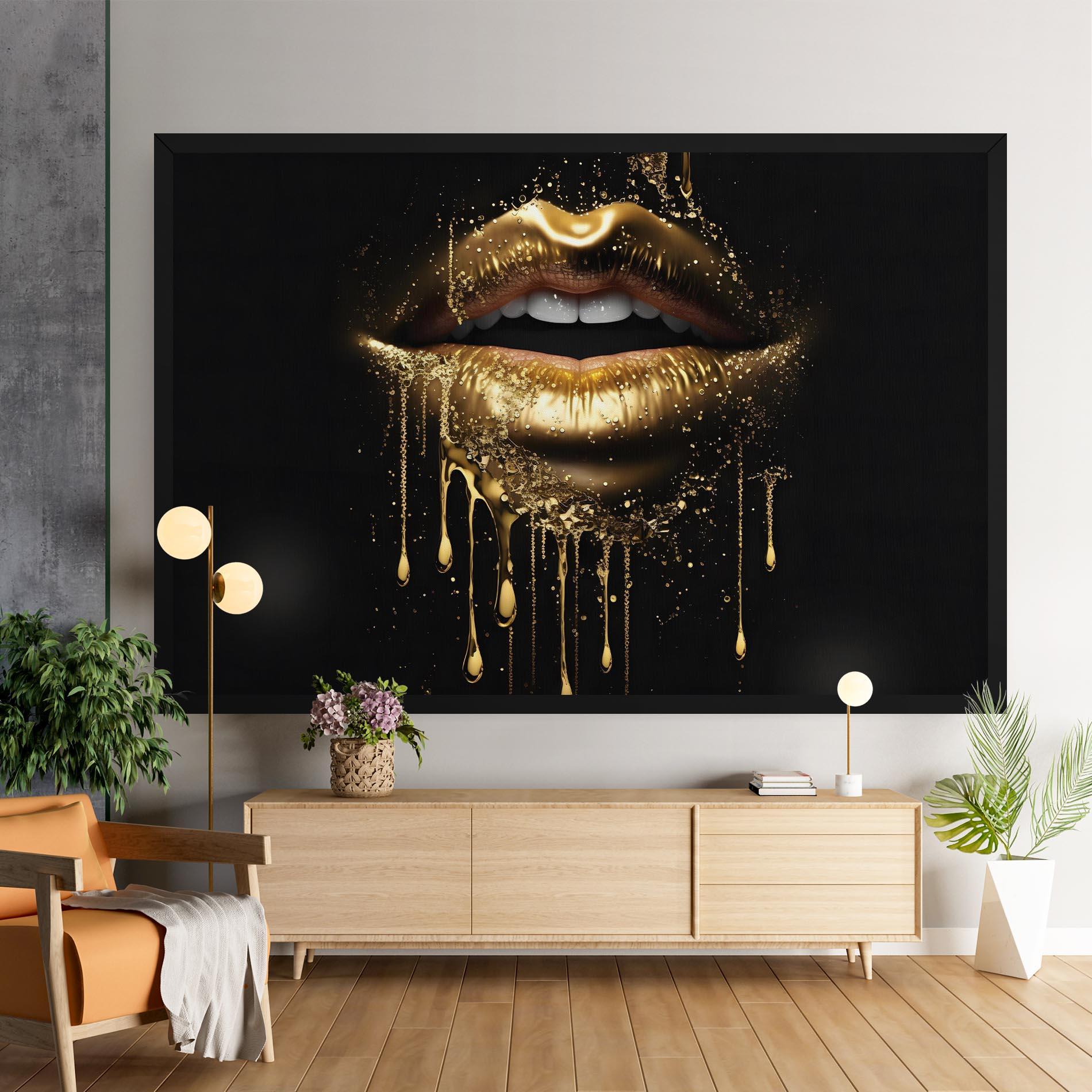 Tablou Canvas Golden Luxury Lips mockup 9